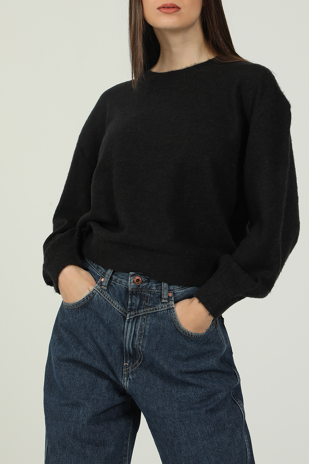 Γυναικεία/Ρούχα/Πλεκτά-Ζακέτες/Πουλόβερ AMERICAN VINTAGE - Γυναικεία πλεκτή μπλούζα AMERICAN VINTAGE μαύρη