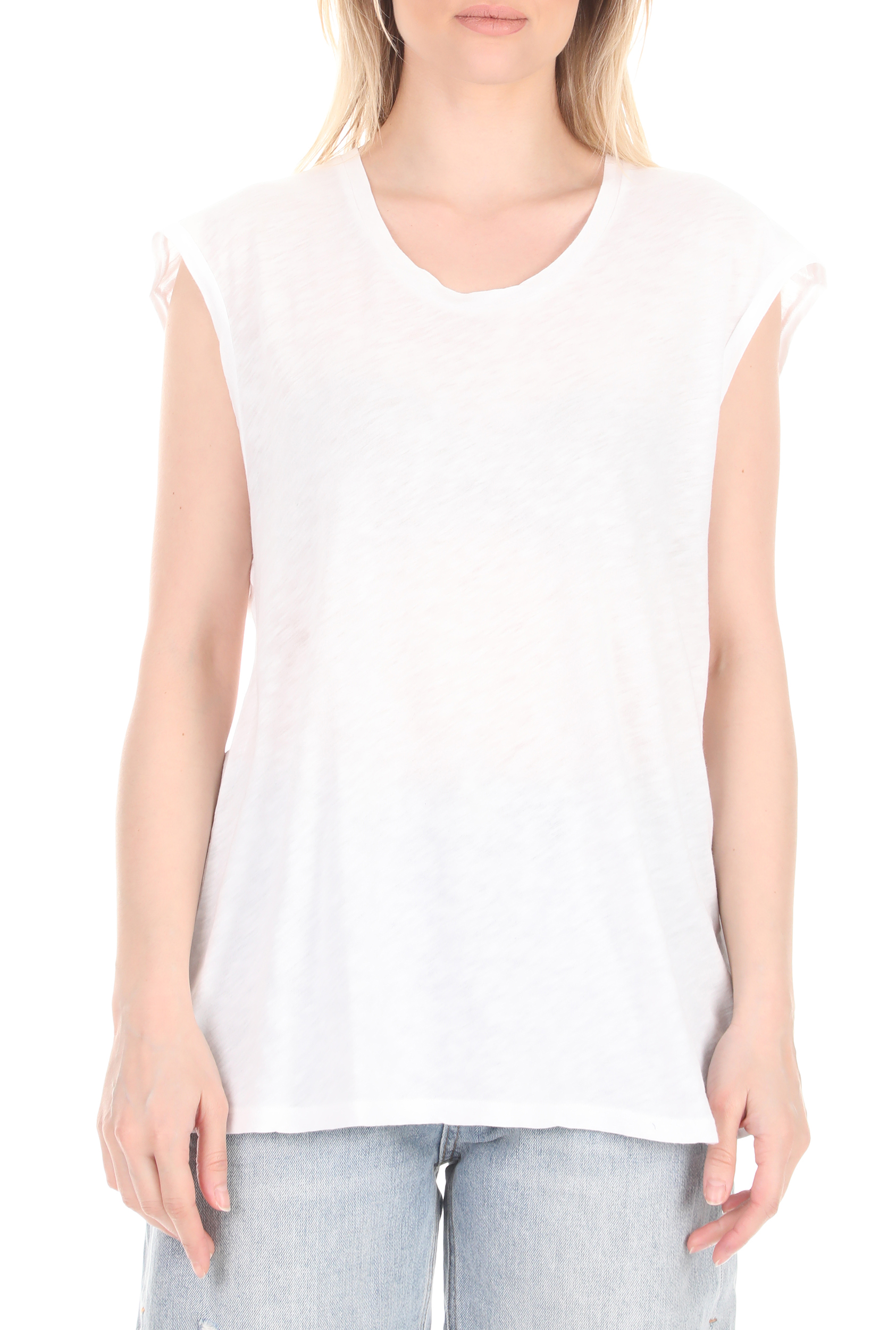 Γυναικεία/Ρούχα/Μπλούζες/Αμάνικες AMERICAN VINTAGE - Γυναικεία μπλούζα AMERICAN VINTAGE λευκή
