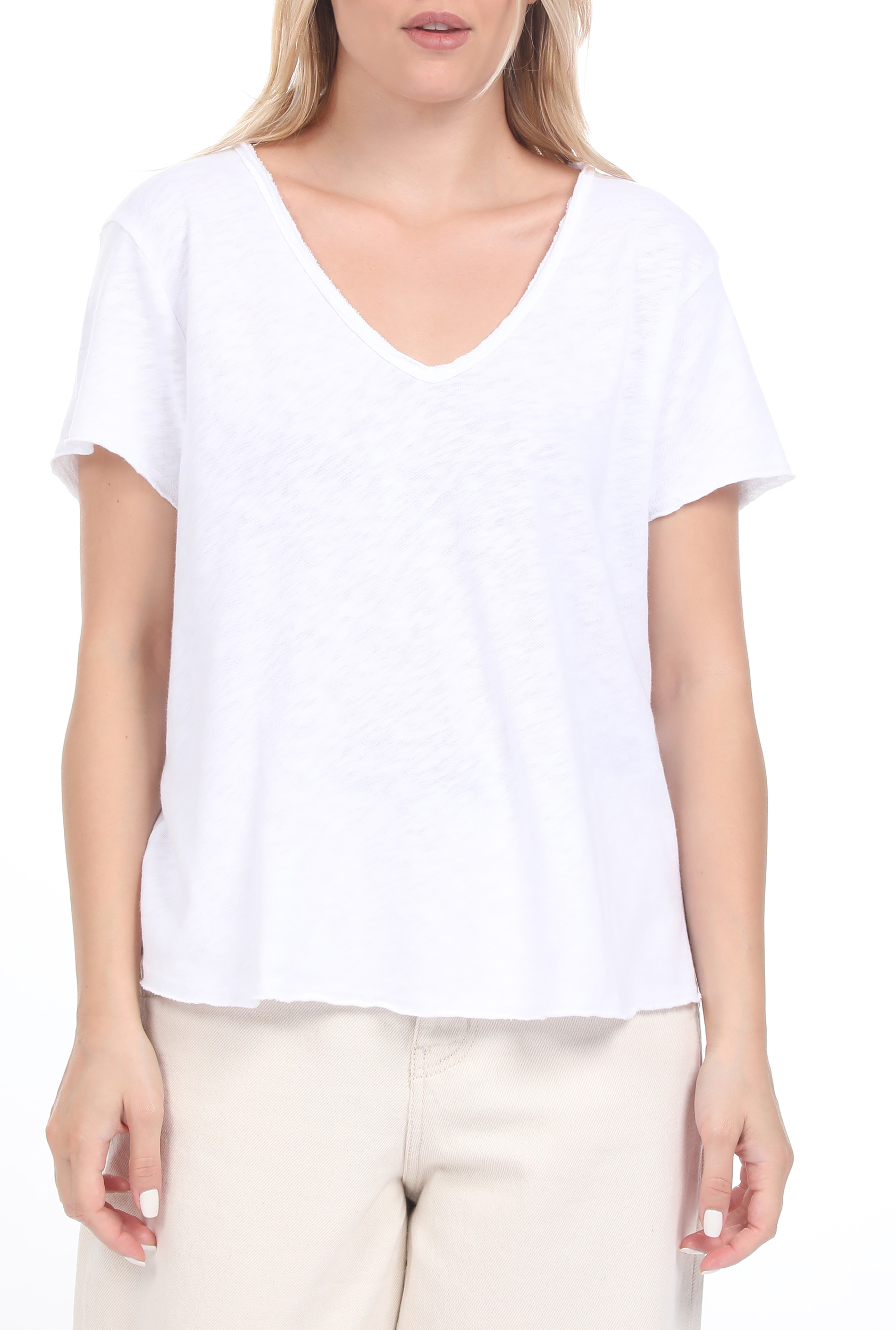 Γυναικεία/Ρούχα/Μπλούζες/Κοντομάνικες AMERICAN VINTAGE - Γυναικεία μπλούζα AMERICAN VINTAGE λευκή