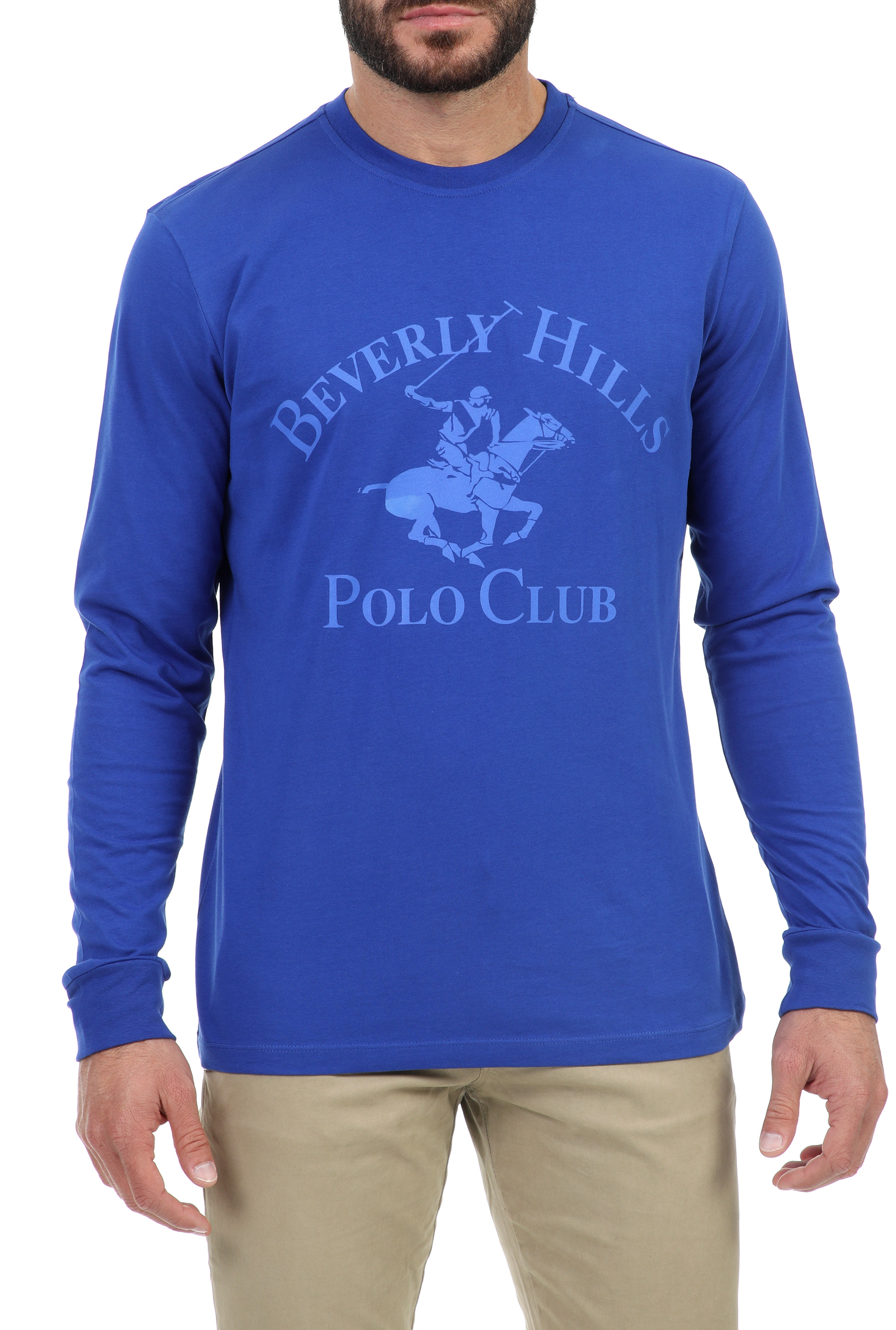 Ανδρικά/Ρούχα/Μπλούζες/Μακρυμάνικες BEVERLY HILLS POLO CLUB - Ανδρική μπλούζα BEVERLY HILLS POLO CLUB μπλε