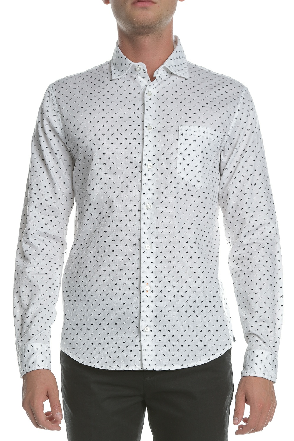Ανδρικά/Ρούχα/Πουκάμισα/Μακρυμάνικα BOSS - Ανδρικό πουκάμισο BOSS Mypop λευκό μαύρο