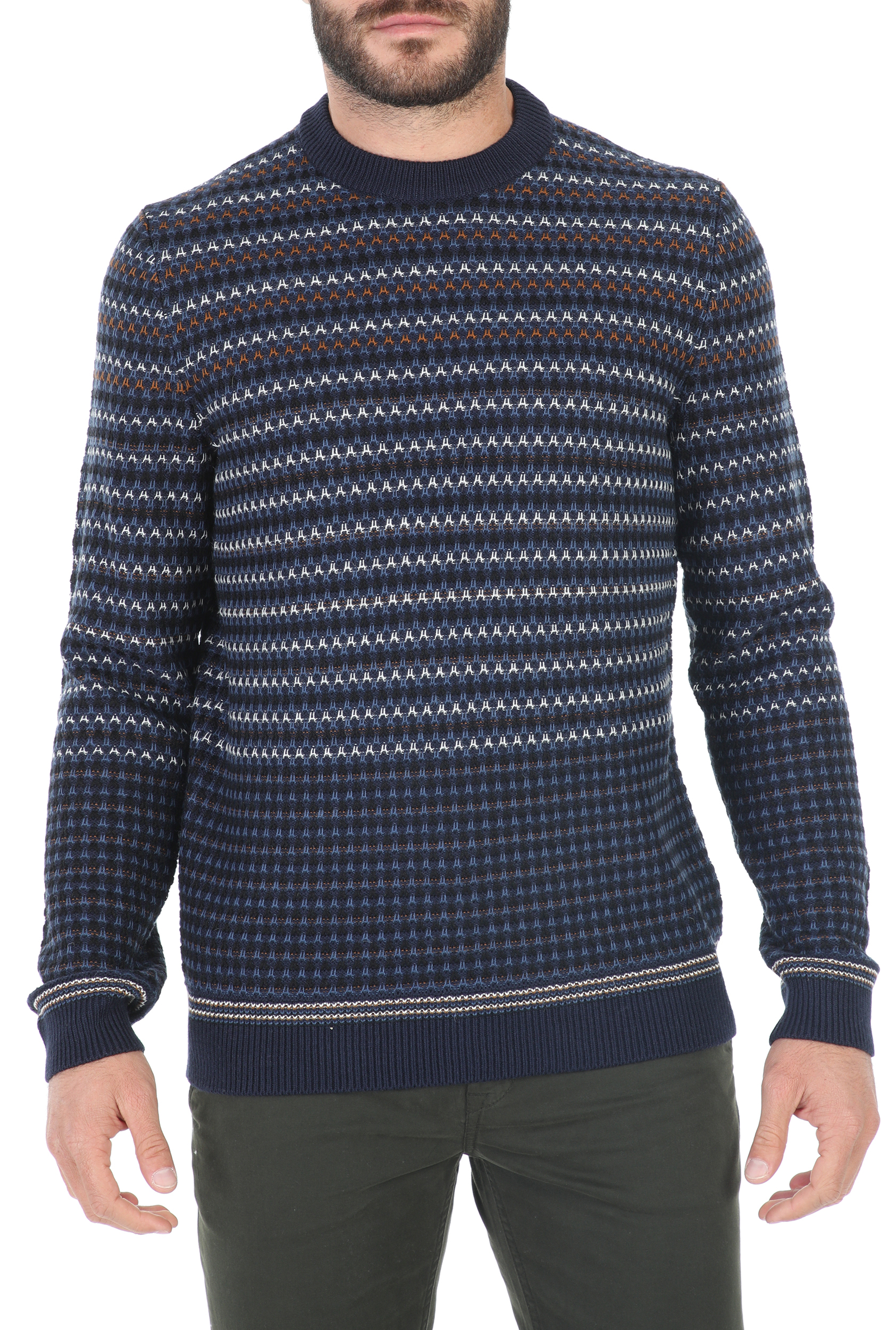Ανδρικά/Ρούχα/Πλεκτά-Ζακέτες/Μπλούζες BOSS - Ανδρικό πουλόβερ BOSS Acree μπλε