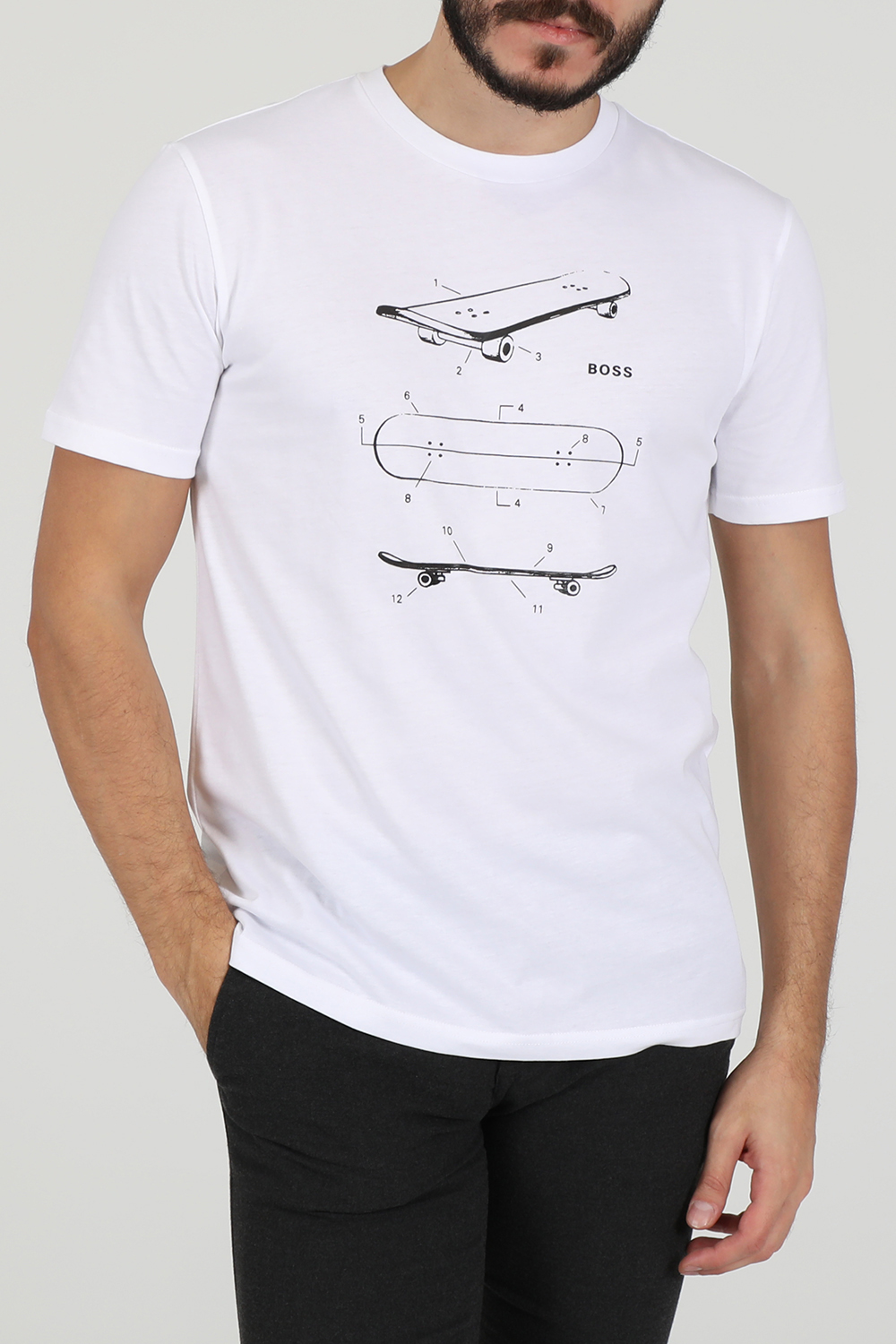 Ανδρικά/Ρούχα/Μπλούζες/Κοντομάνικες BOSS - Ανδρικό t-shirt BOSS TCasette λευκό