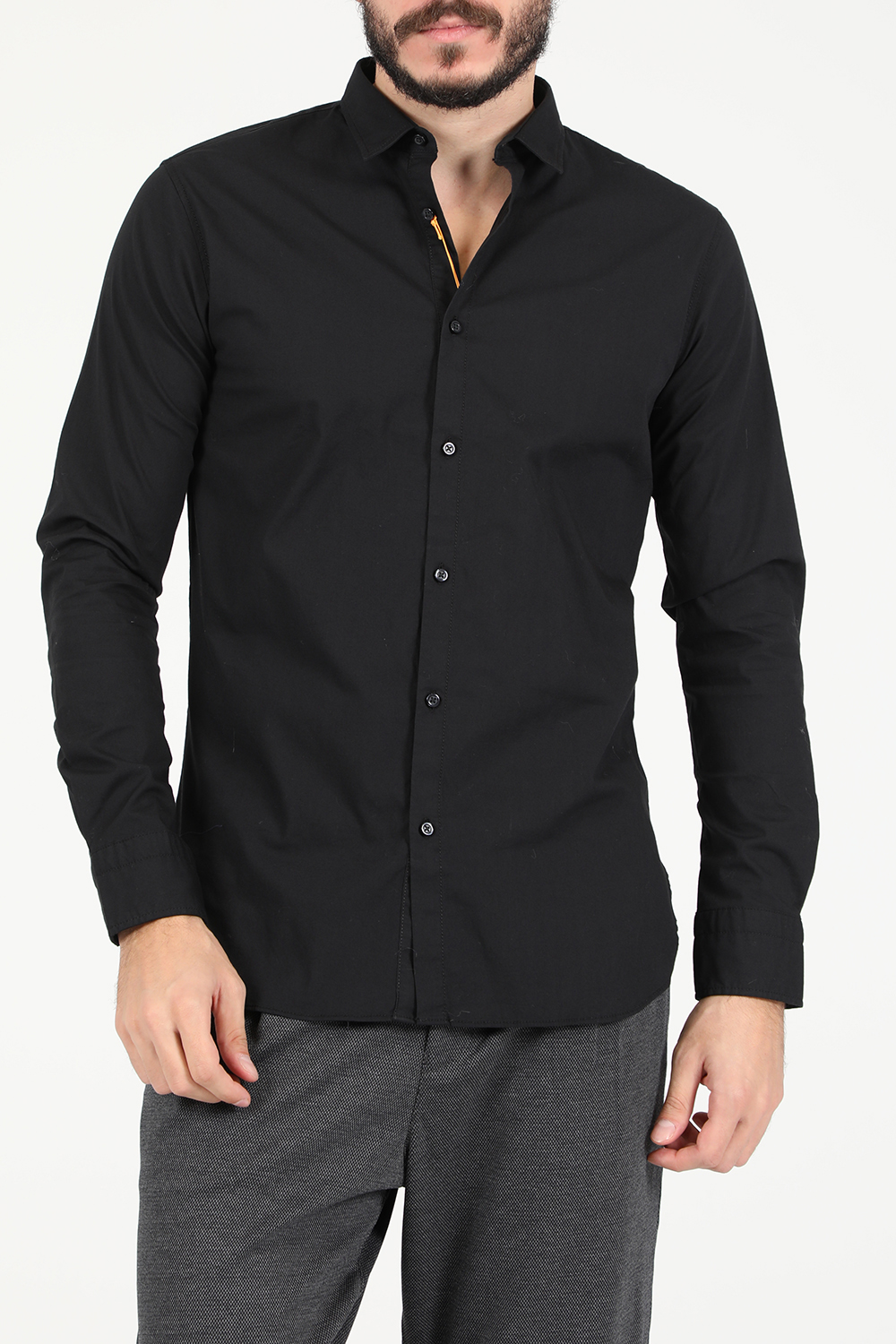 Ανδρικά/Ρούχα/Πουκάμισα/Μακρυμάνικα BOSS - Ανδρικό βαμβακερό πουκάμισο BOSS Mabsoot_1 μαύρο