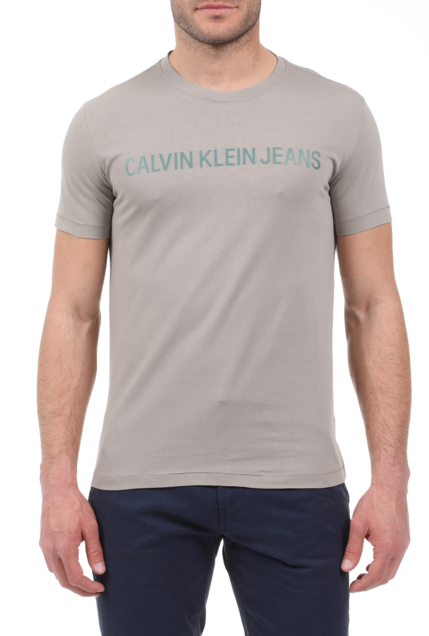 Ανδρικά/Ρούχα/Μπλούζες/Κοντομάνικες CALVIN KLEIN JEANS - Ανδρικό t-shirt CALVIN KLEIN JEANS μπεζ