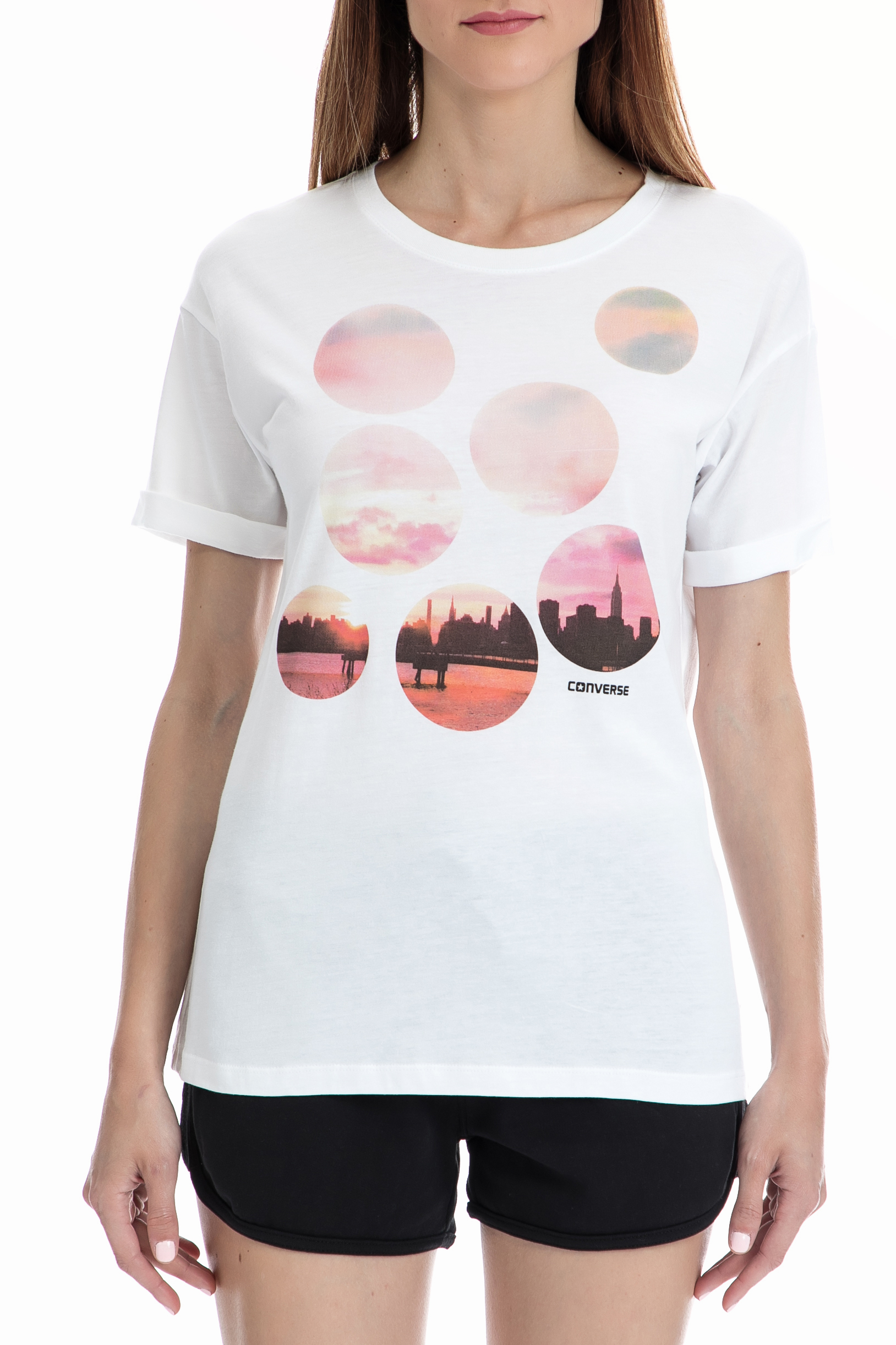 Γυναικεία/Ρούχα/Αθλητικά/T-shirt-Τοπ CONVERSE - Γυναικείο t-shirt CONVERSE λευκό