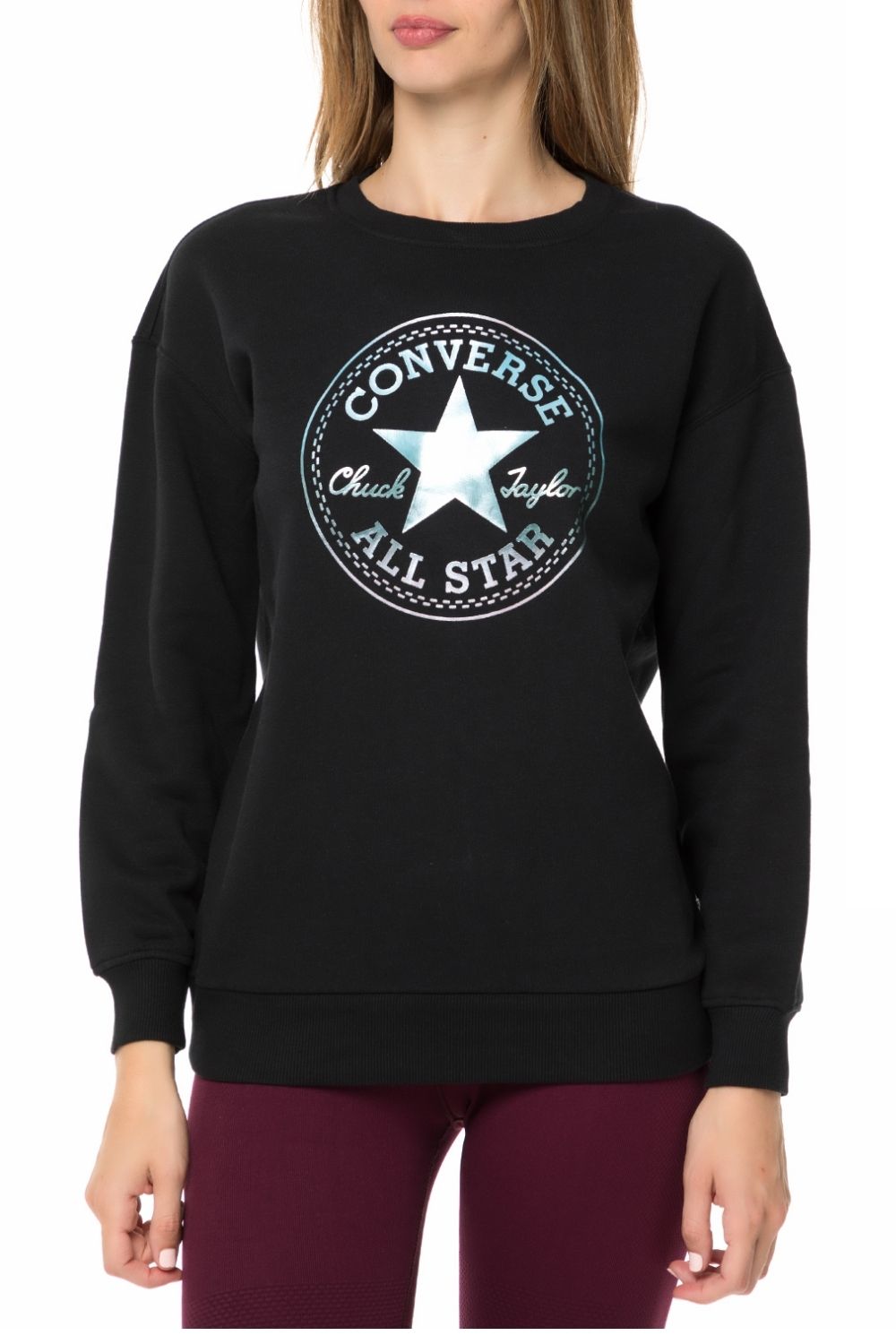 CONVERSE – Γυναικεία φούτερ μπλούζα CONVERSE Shine Pack Graphic μαύρη 1554054.0-7172