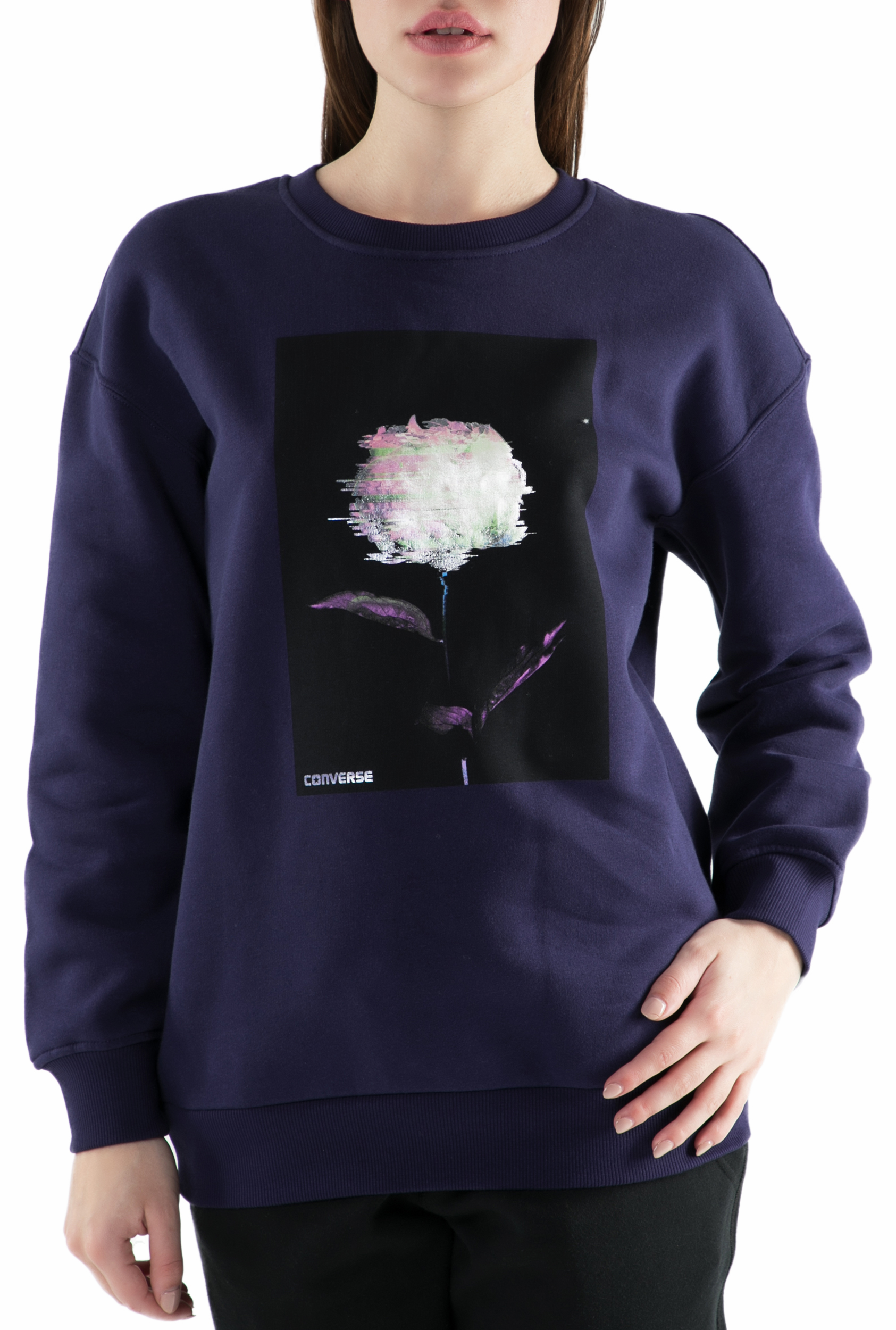 CONVERSE – Γυναικεία φούτερ μπλούζα Converse Shine Pack Graphic Oversized μοβ 1554054.0-0012
