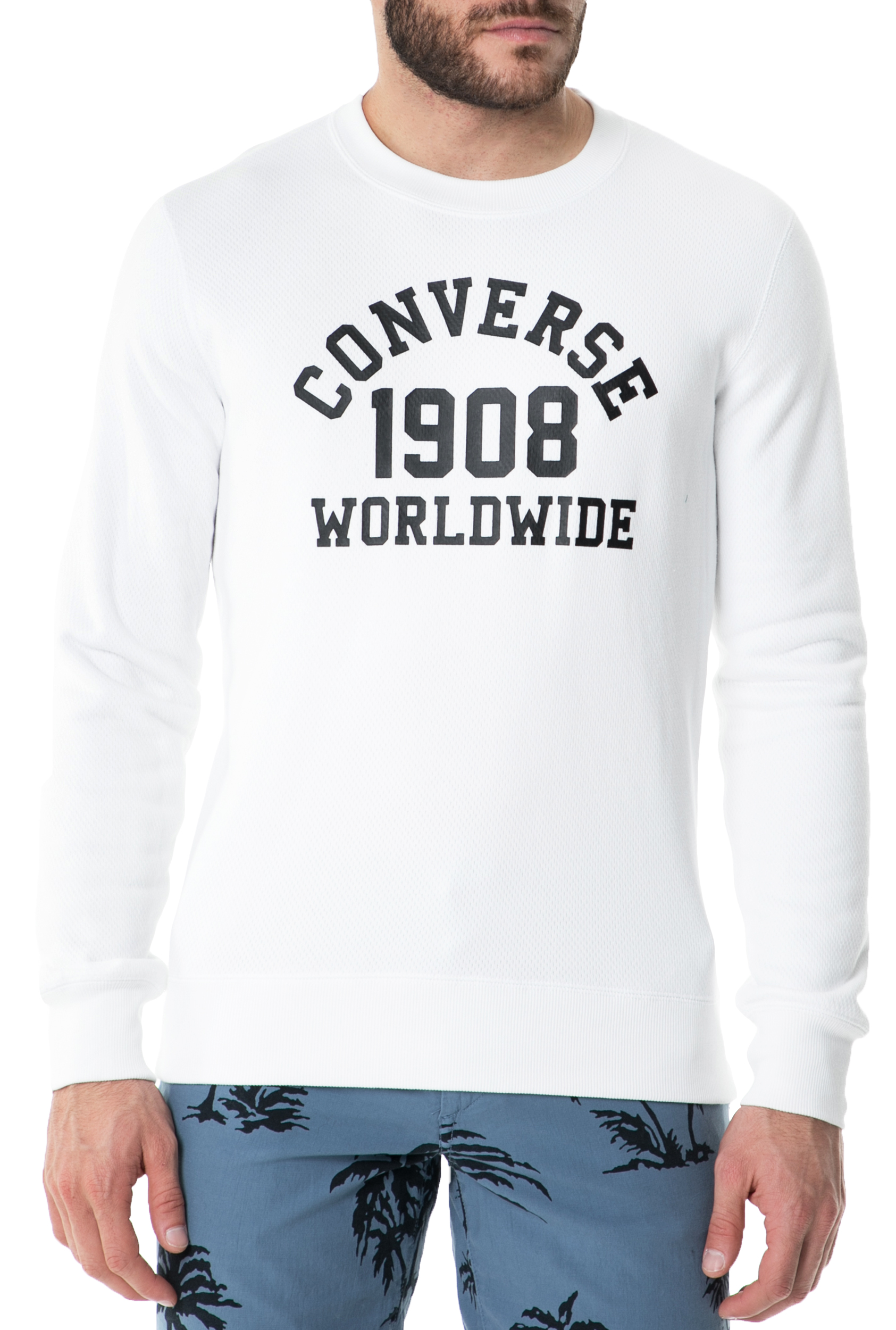 Ανδρικά/Ρούχα/Φούτερ/Μπλούζες CONVERSE - Ανδρική φούτερ μπλούζα CONVERSE λευκή