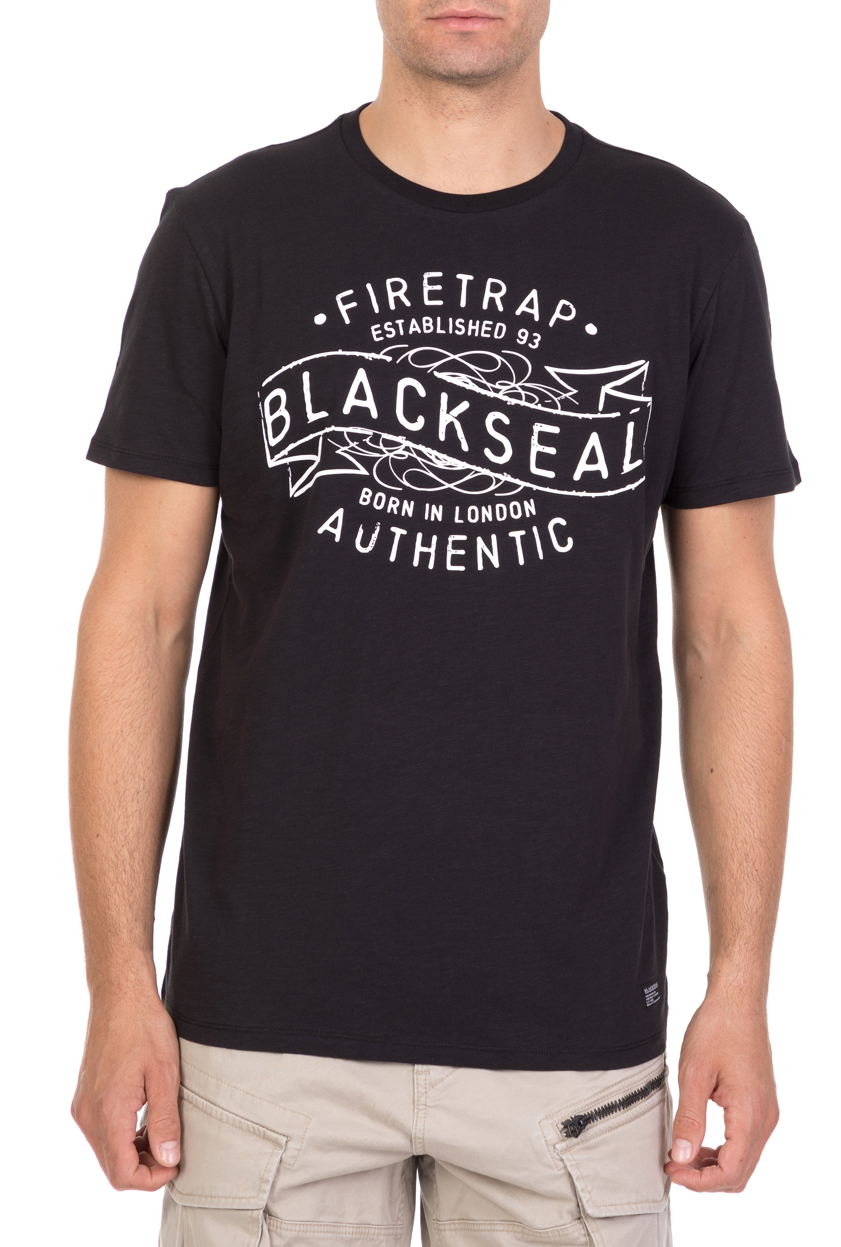 Ανδρικά/Ρούχα/Μπλούζες/Κοντομάνικες FIRETRAP - Ανδρική κοντομάνικη μπλούζα Firetrap Cypher μαύρη