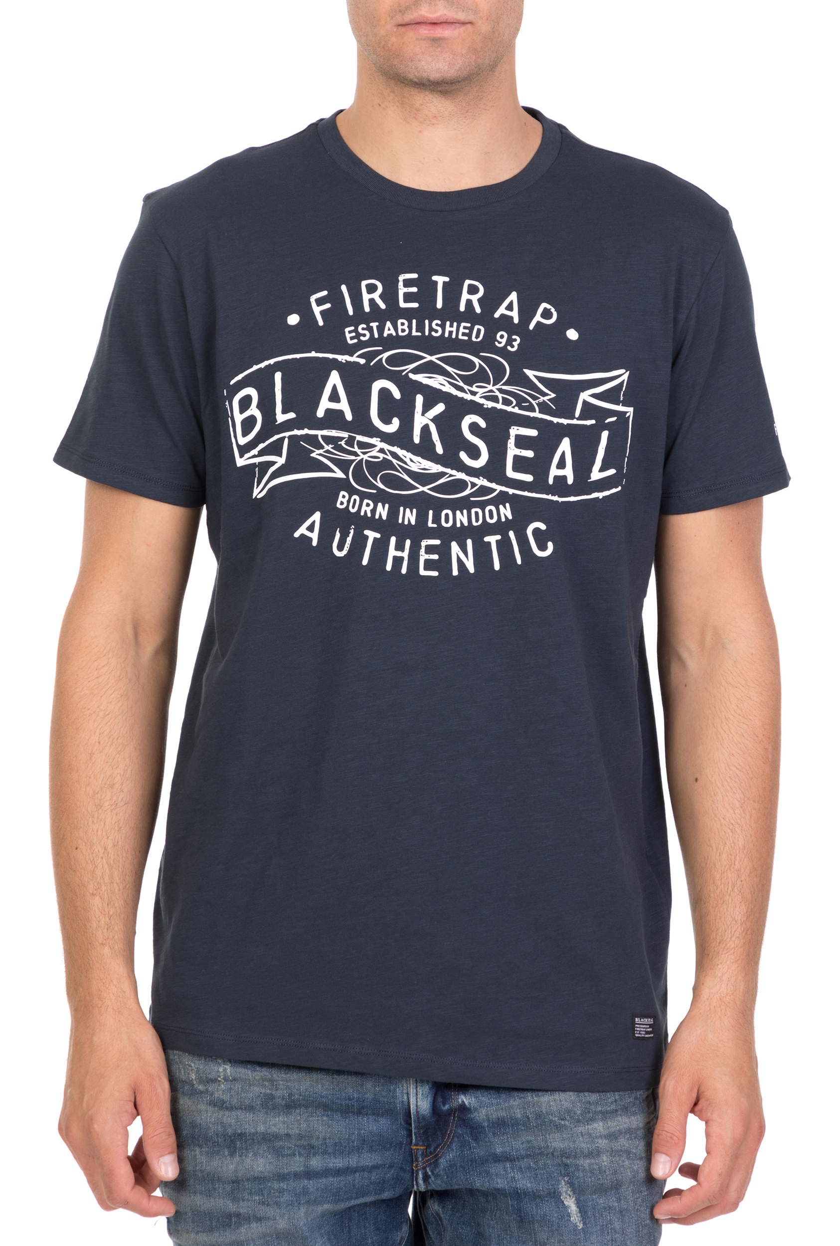 Ανδρικά/Ρούχα/Μπλούζες/Κοντομάνικες FIRETRAP - Ανδρική κοντομάνικη μπλούζα Firetrap Cypher μπλε