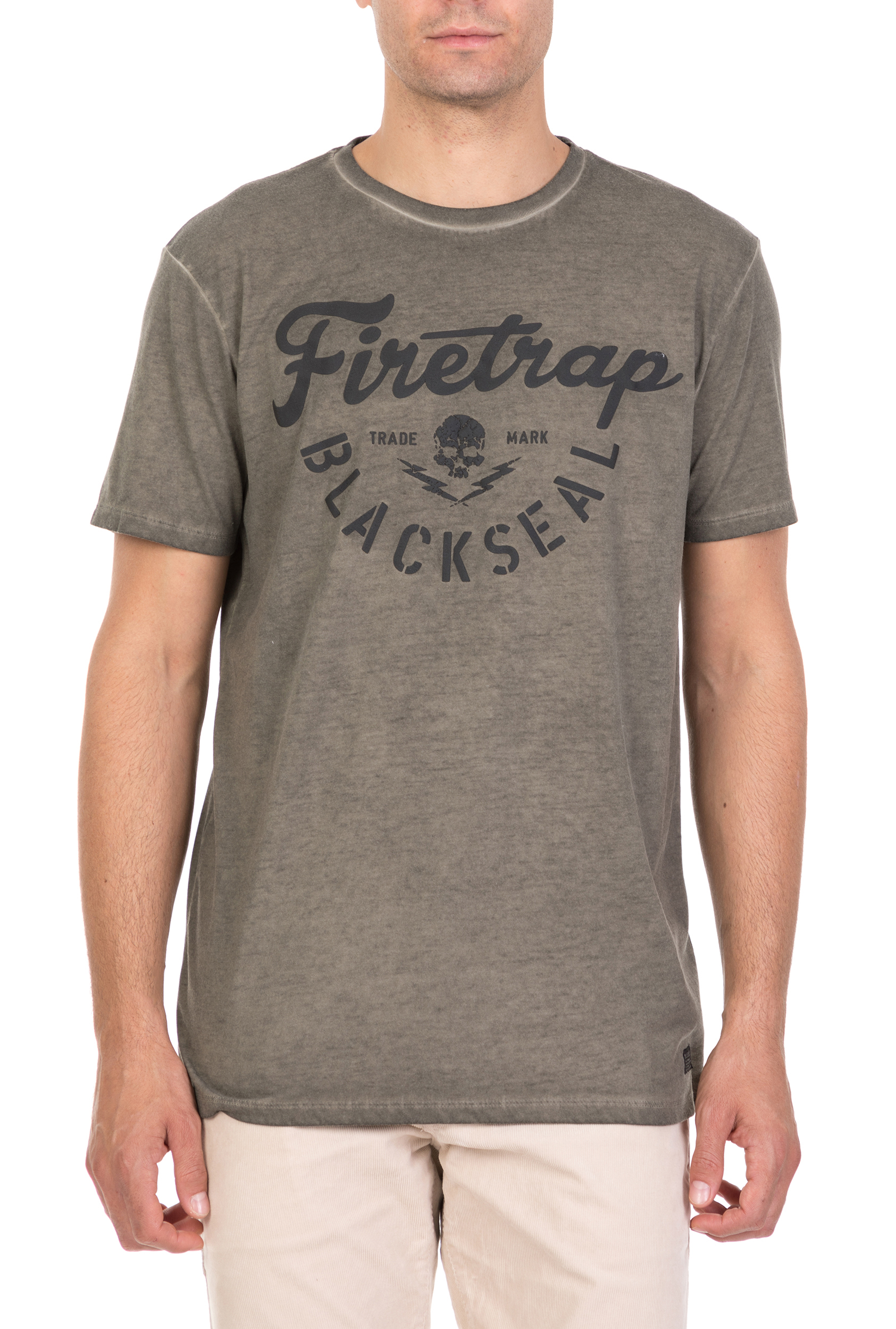Ανδρικά/Ρούχα/Μπλούζες/Κοντομάνικες FIRETRAP - Ανδρική κοντομάνικη μπλούζα Firetrap Cypher χακί