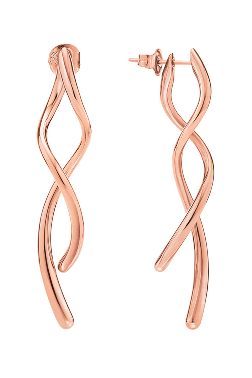 Γυναικεία/Αξεσουάρ/Κοσμήματα/Σκουλαρίκια FOLLI FOLLIE - Γυναικεία μακριά σκουλαρίκια από ορείχαλκο FOLLI FOLLIE FLUIDITY ροζ χρυσό