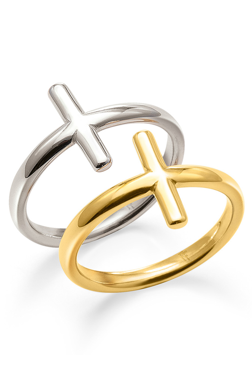 Γυναικεία/Αξεσουάρ/Κοσμήματα/Δαχτυλίδια FOLLI FOLLIE - Γυναικείο σετ δύο δαχτυλίδια από ορείχαλκο FOLLI FOLLIE CARMA χρυσό ασημί