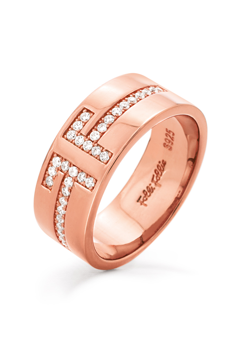 FOLLI FOLLIE – Γυναικείο ασημένιο δαχτυλίδι FOLLI FOLLIE MY FF ροζ χρυσό 3R18S008RC