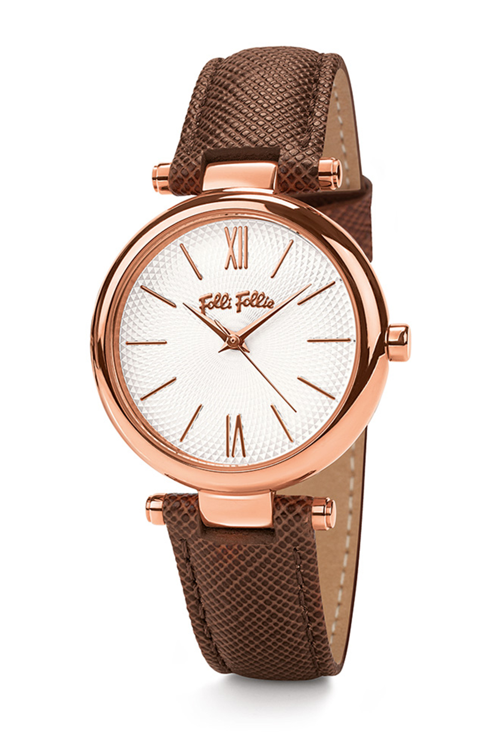 FOLLI FOLLIE – Γυναικείο ρολόι με δερμάτινο λουράκι FOLLI FOLLIE CYCLOS καφέ WF16R029SPS-LW