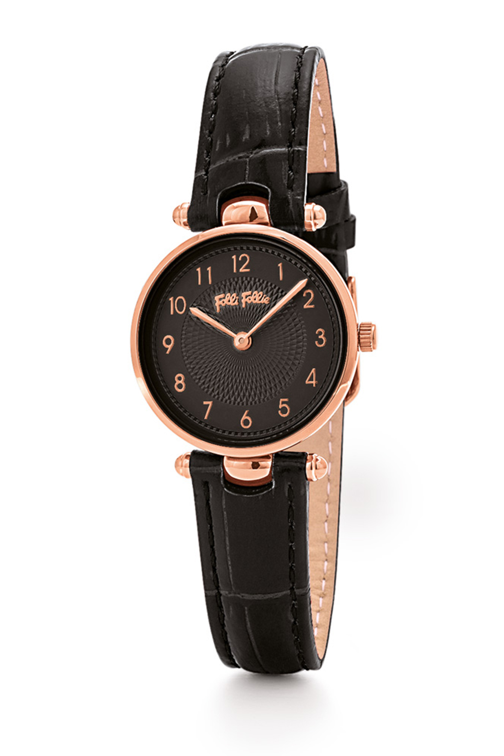 FOLLI FOLLIE – Γυναικείο ρολόι με δερμάτινο λουράκι FOLLI FOLLIE LADY CLUB μαύρο WF17R014SSK-BK