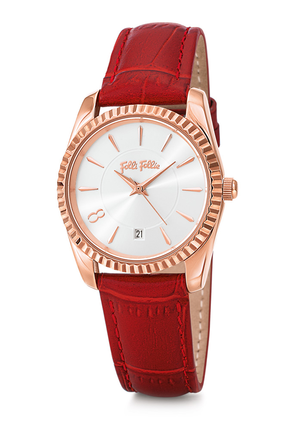 FOLLI FOLLIE – Γυναικείο ρολόι με δερμάτινο λουράκι FOLLI FOLLIE CHRONOS TALES κόκκινο WF18R042SDS-RE