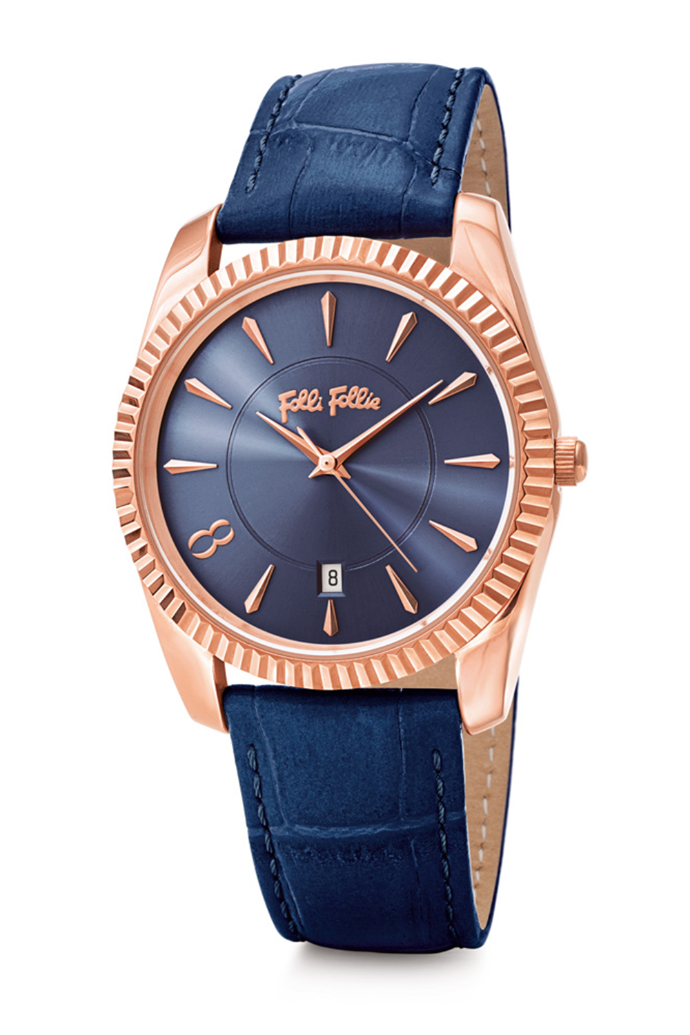 FOLLI FOLLIE – Γυναικείο ρολόι με δερμάτινο λουράκι FOLLI FOLLIE CHRONOS TALES μπλε WF18R043SDU-BL