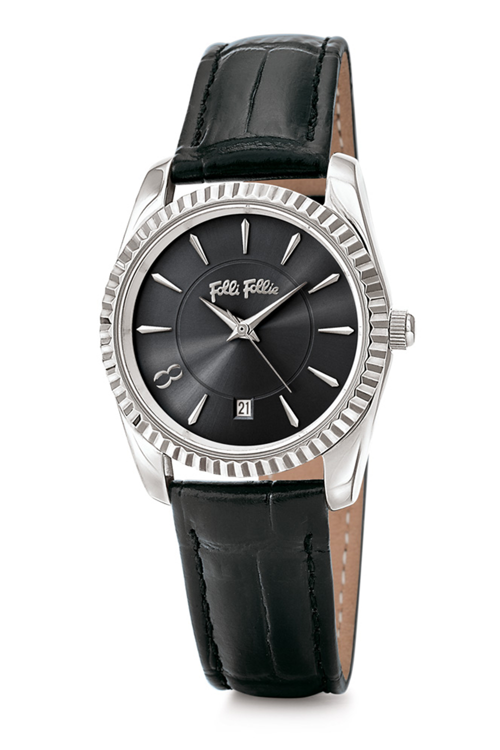 FOLLI FOLLIE – Γυναικείο ρολόι με δερμάτινο λουράκι FOLLI FOLLIE CHRONOS TALES μαύρο WF18T042SDK-BK