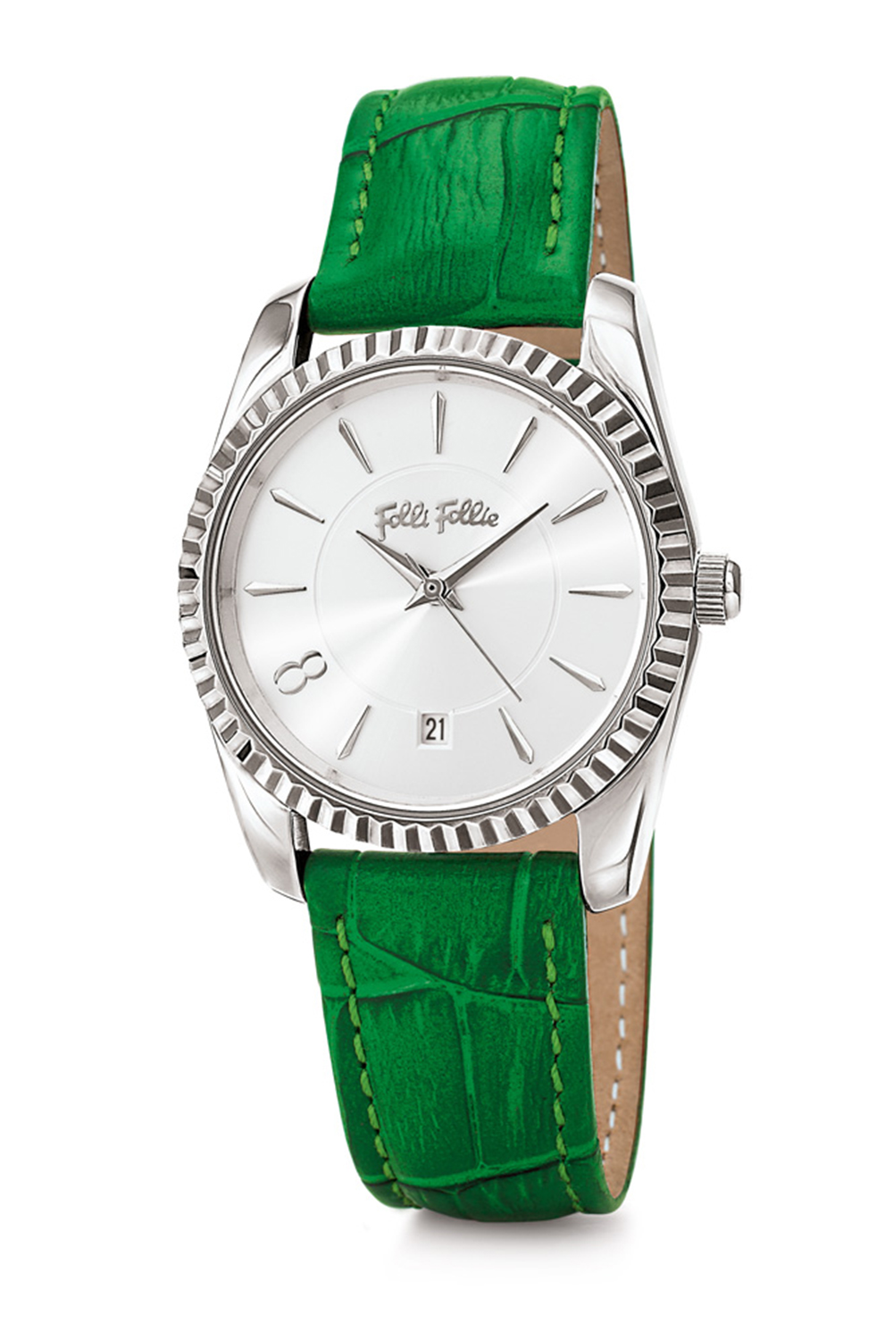 Γυναικεία/Αξεσουάρ/Ρολόγια/Δερμάτινα FOLLI FOLLIE - Γυναικείο ρολόι με δερμάτινο λουράκι FOLLI FOLLIE CHRONOS TALES πράσινο