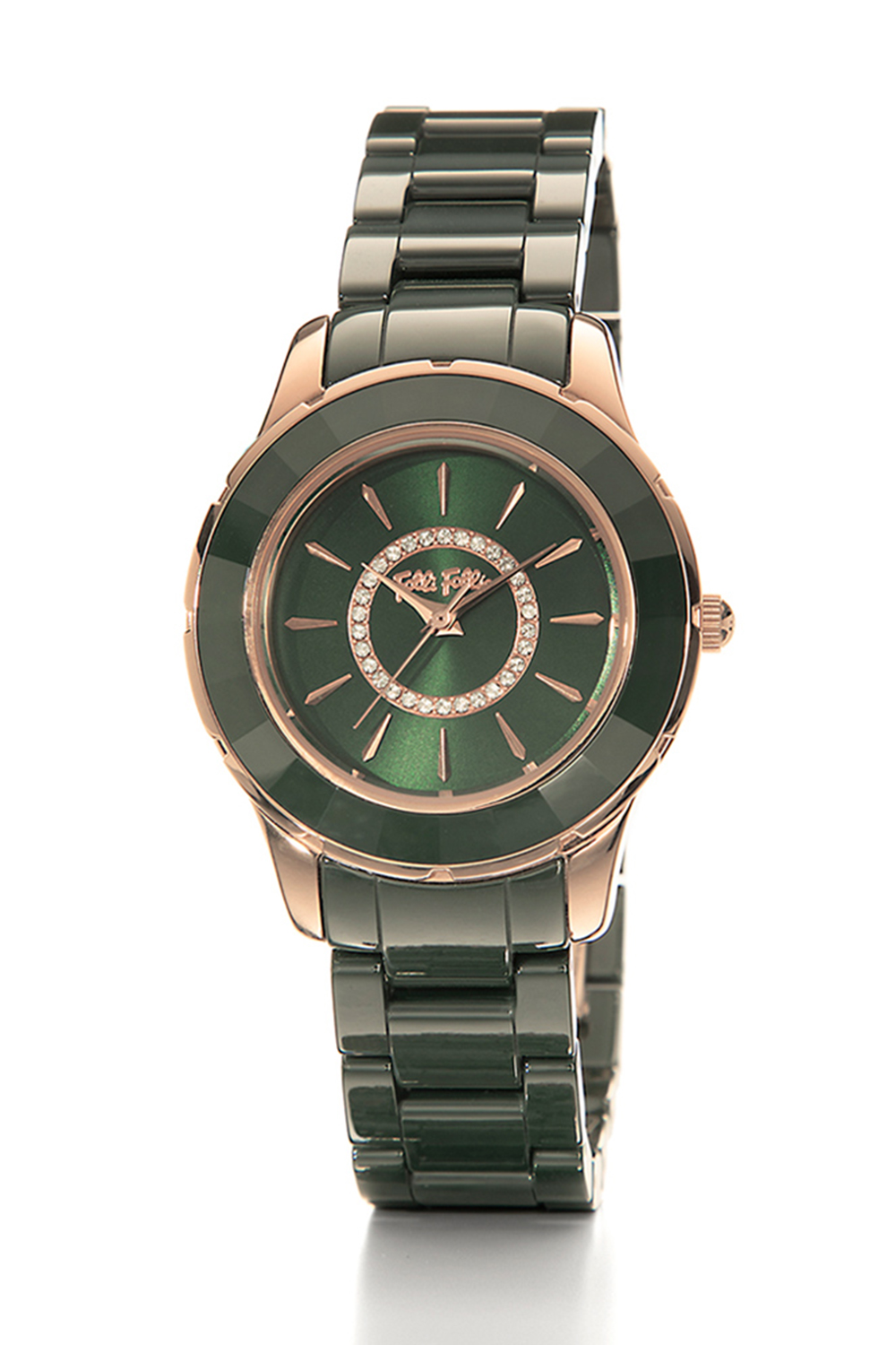 FOLLI FOLLIE – Γυναικείο ρολόι με κεραμικό μπρασελέ FOLLI FOLLIE BEAUTIME πράσινο WF19R022BSE-XX