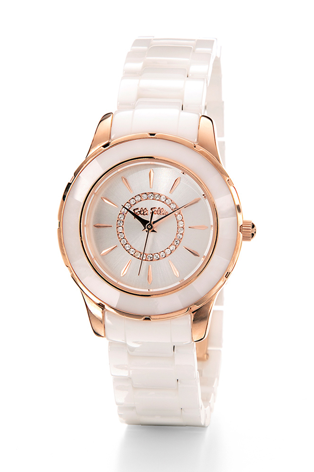FOLLI FOLLIE – Γυναικείο ρολόι με κεραμικό μπρασελέ FOLLI FOLLIE BEAUTIME λευκό WF19R022BSW-XX