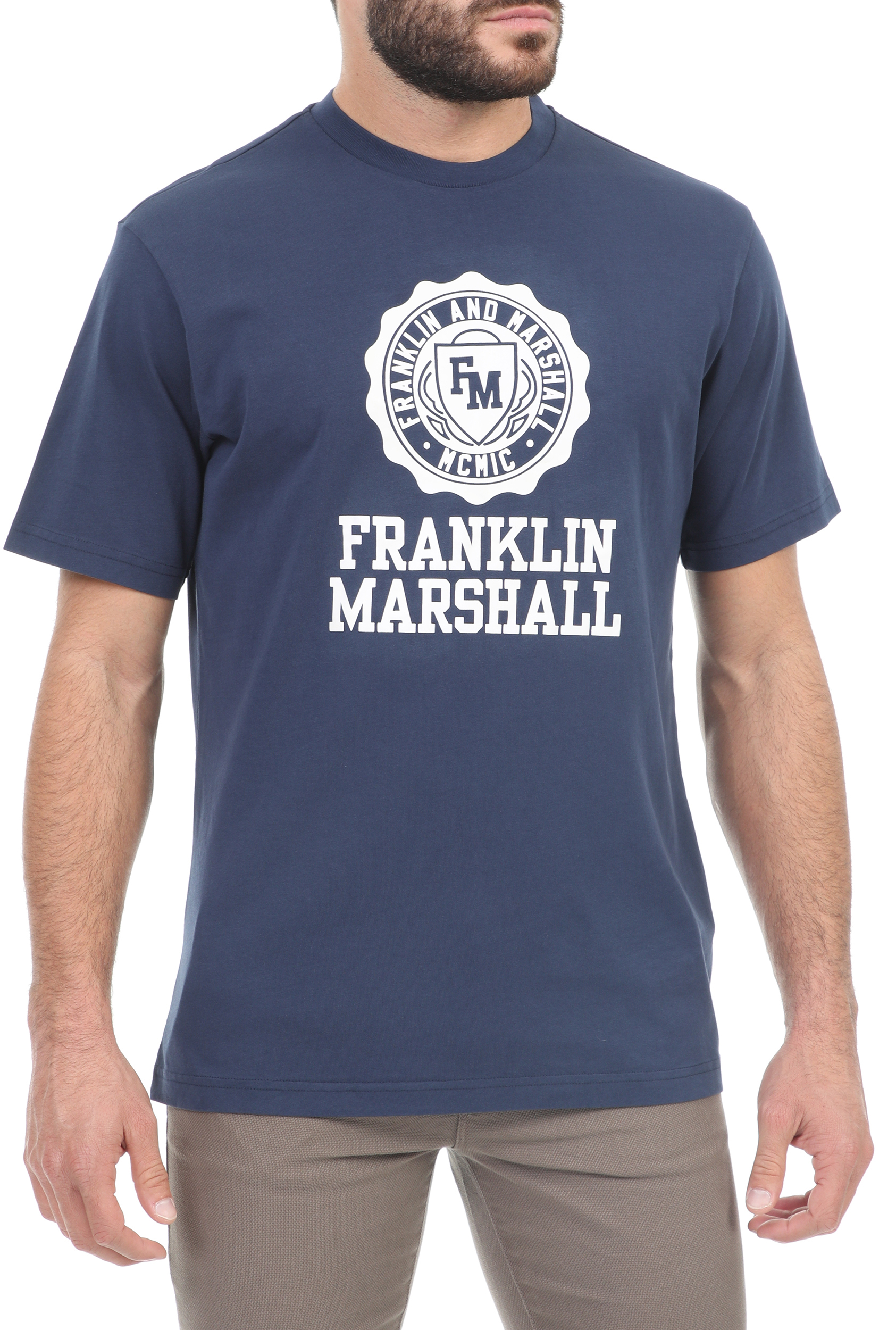 Ανδρικά/Ρούχα/Μπλούζες/Κοντομάνικες FRANKLIN & MARSHALL - Ανδρική μπλούζα FRANKLIN & MARSHALL μπλε