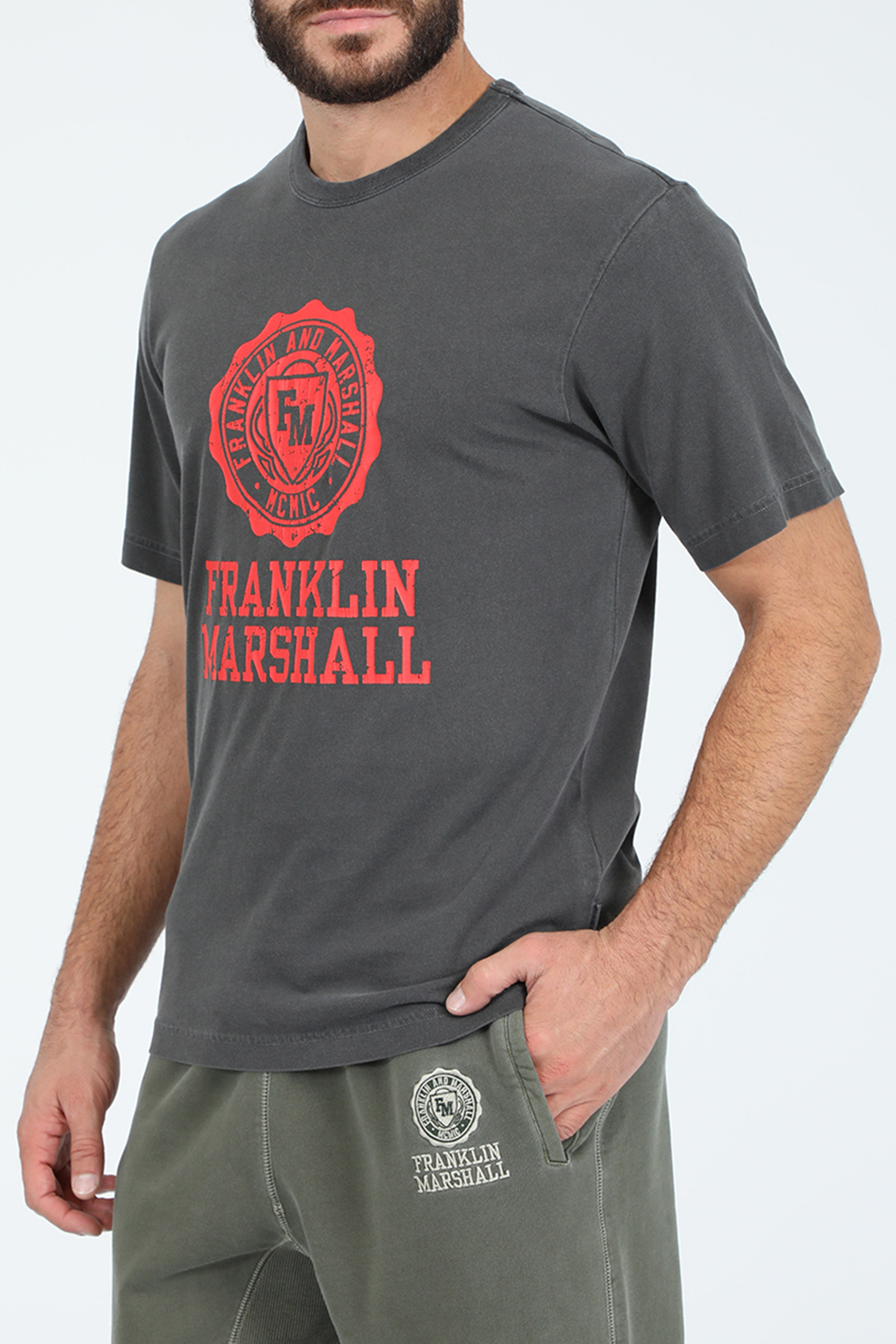Ανδρικά/Ρούχα/Μπλούζες/Κοντομάνικες FRANKLIN & MARSHALL - Ανδρική μπλούζα FRANKLIN & MARSHALL γκρι