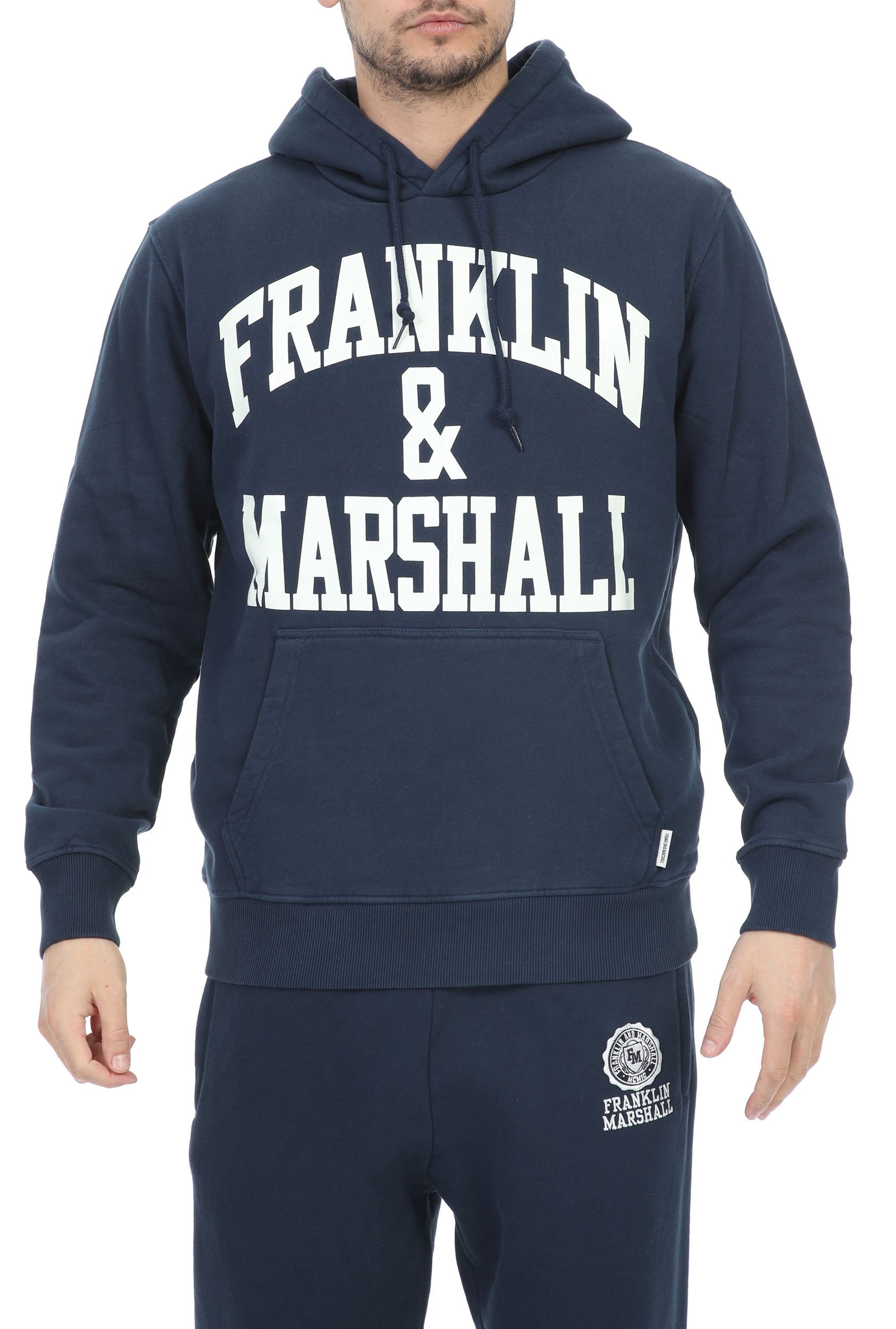 FRANKLIN & MARSHALL – Ανδρικη φουτερ μπλουζα FRANKLIN & MARSHALL BRUSHED COTTON FLEE μπλε