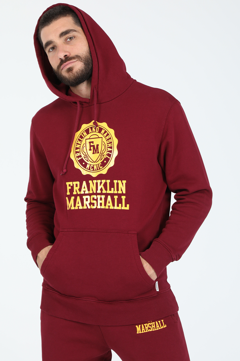 FRANKLIN & MARSHALL – Ανδρικη φουτερ μπλουζα FRANKLIN & MARSHALL BRUSHED μπορντο