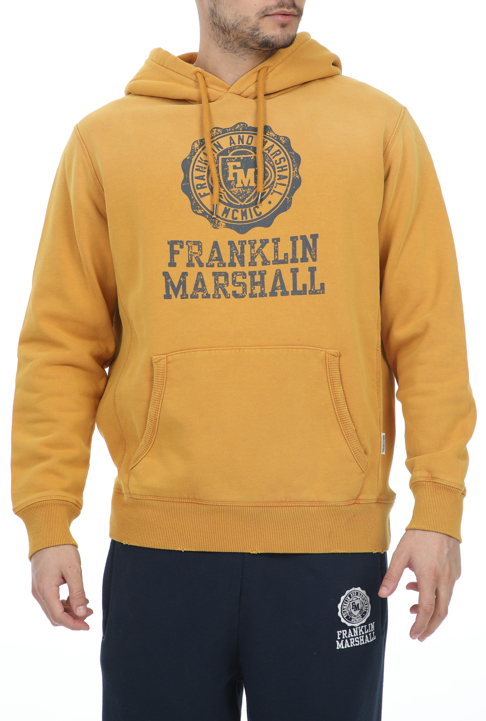 Ανδρικά/Ρούχα/Φούτερ/Μπλούζες FRANKLIN & MARSHALL - Ανδρική φούτερ μπλούζα FRANKLIN & MARSHALL SUPER VINTAGE G.DYE κίτρινη