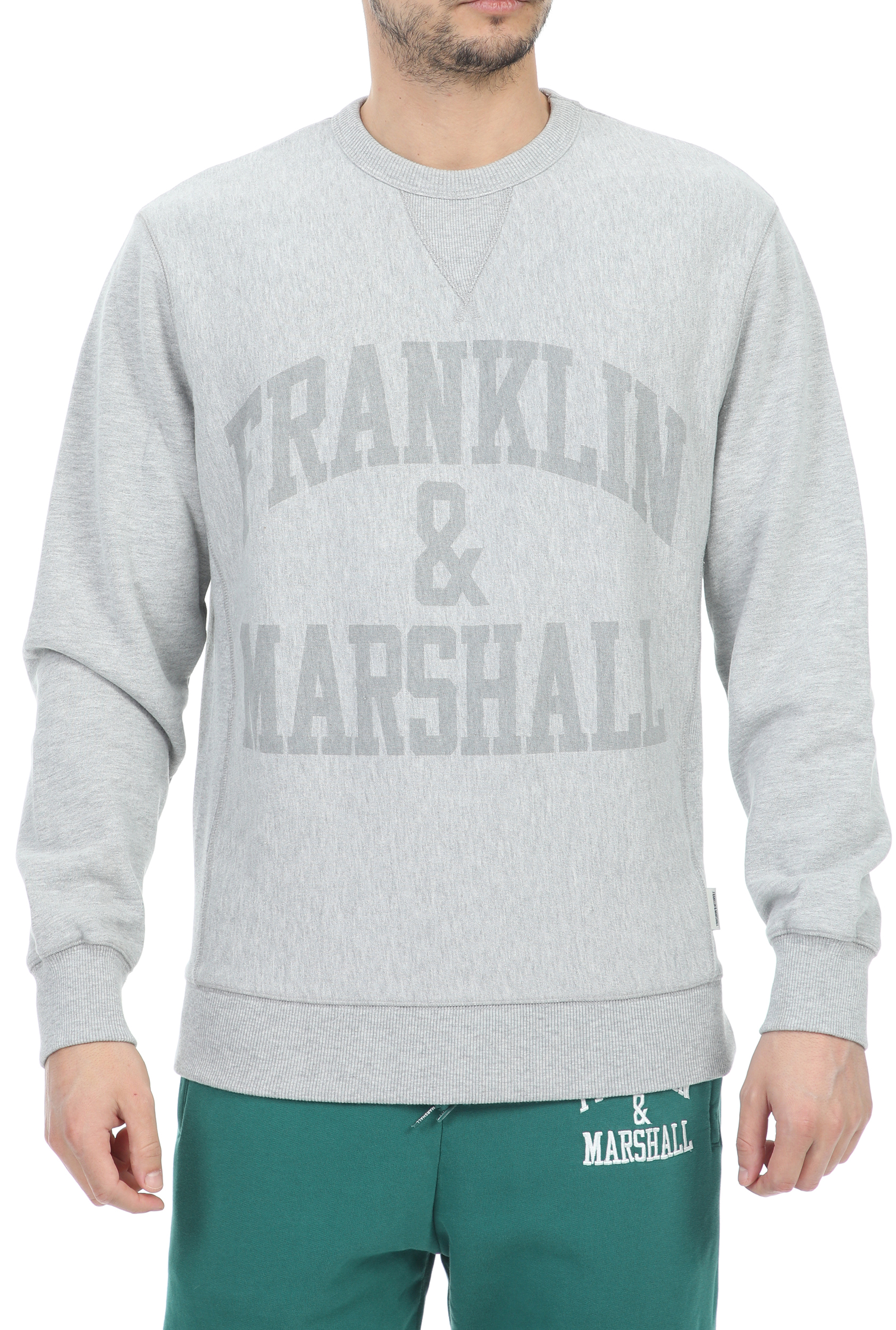 FRANKLIN & MARSHALL - Ανδρική φούτερ μπλούζα FRANKLIN & MARSHALL Sweatshirt-BRUSHED γκρι Ανδρικά/Ρούχα/Φούτερ/Μπλούζες