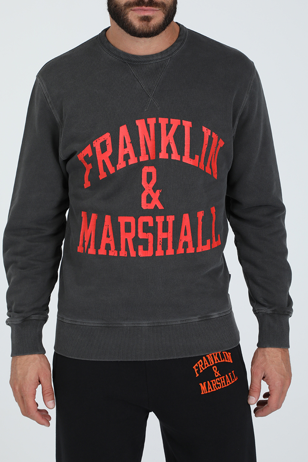 Ανδρικά/Ρούχα/Μπλούζες/Μακρυμάνικες FRANKLIN & MARSHALL - Ανδρική φούτερ μπλούζα FRANKLIN & MARSHALL OLD GARMENT DYED γκρι