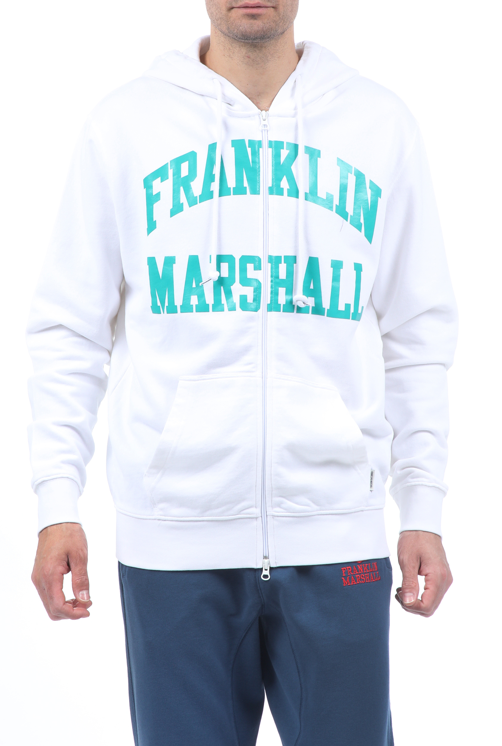 Ανδρικά/Ρούχα/Φούτερ/Ζακέτες FRANKLIN & MARSHALL - Ανδρική φούτερ ζακέτα FRANKLIN & MARSHALL λευκή