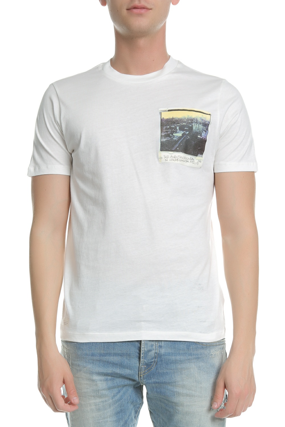 Ανδρικά/Ρούχα/Μπλούζες/Κοντομάνικες FRANKLIN & MARSHALL - Ανδρική κοντομάνικη μπλούζα FRANKLIN & MARSHALL λευκή