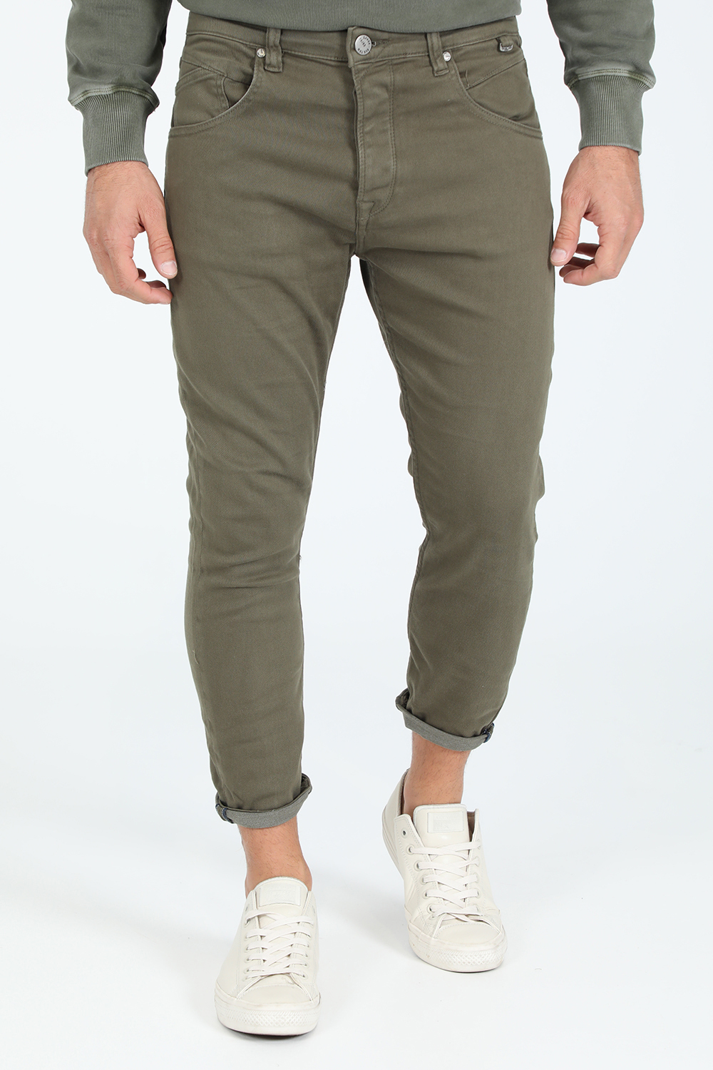 Ανδρικά/Ρούχα/Τζίν/Skinny GABBA - Ανδρικό jean παντελόνι GABBA Alex K3995 πράσινο