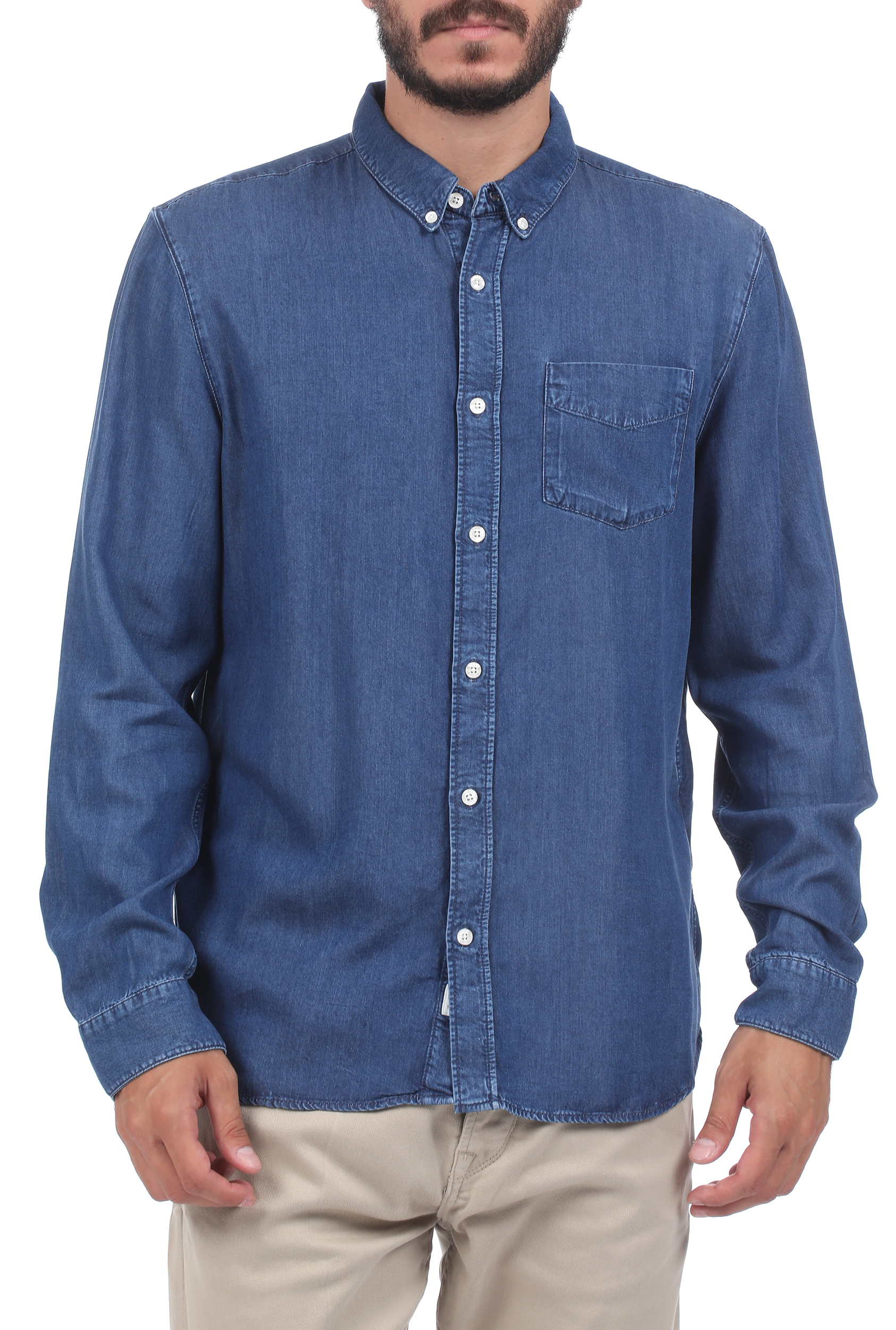 Ανδρικά/Ρούχα/Πουκάμισα/Μακρυμάνικα GABBA - Ανδρικό denim πουκάμισο GABBA Ranger μπλε