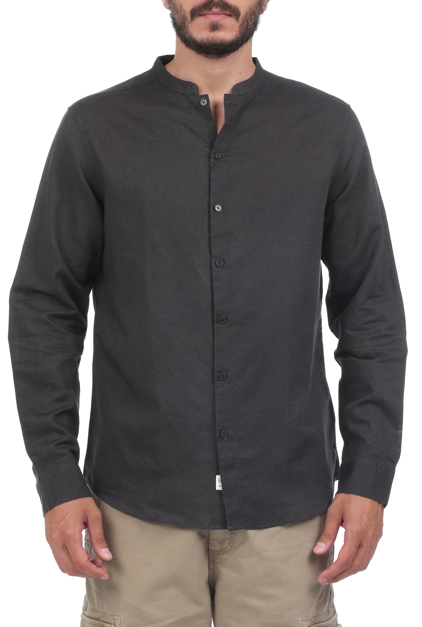 Ανδρικά/Ρούχα/Πουκάμισα/Μακρυμάνικα GABBA - Ανδρικό πουκάμισο GABBA Hobart Linen μαύρο