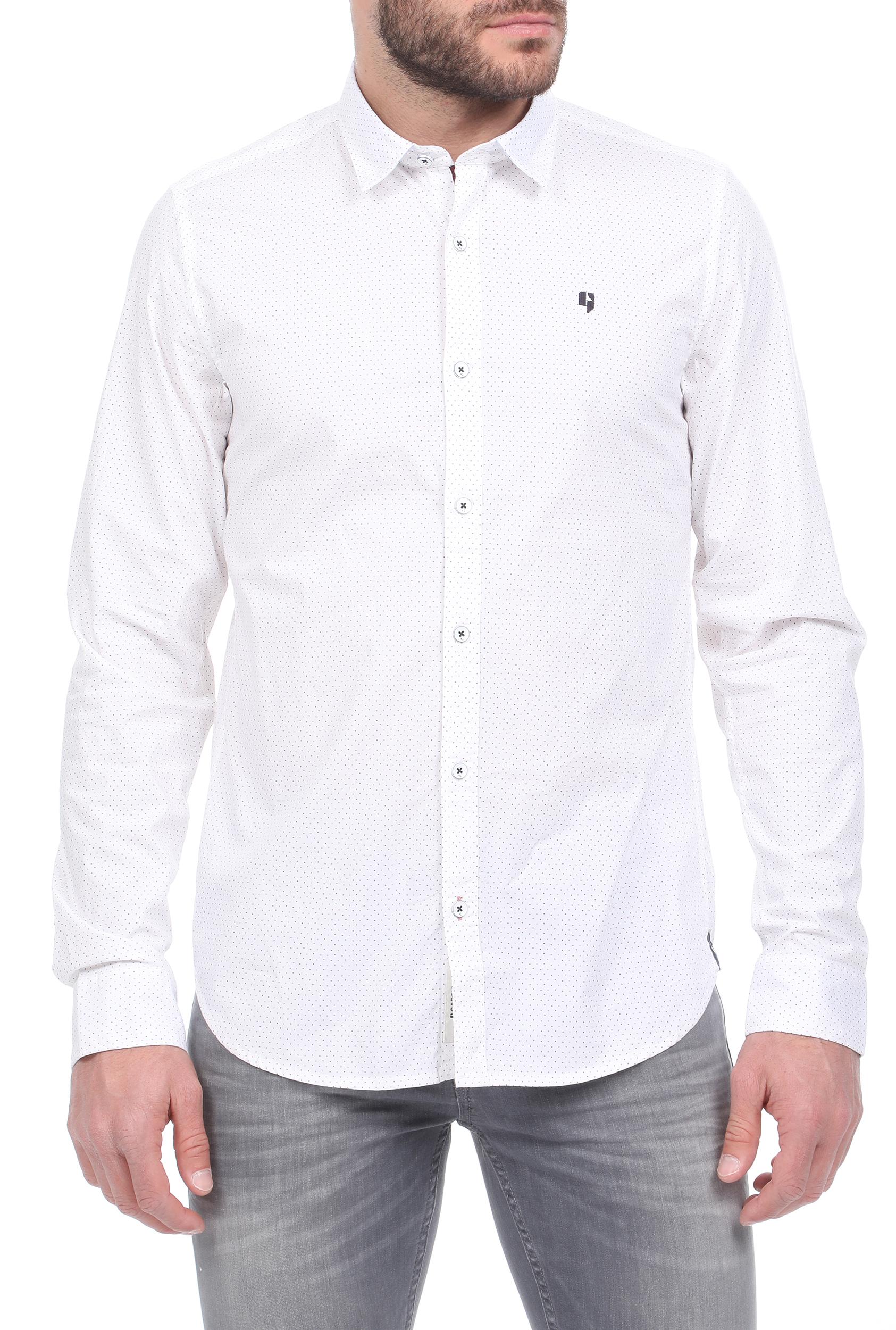 Ανδρικά/Ρούχα/Πουκάμισα/Μακρυμάνικα GARCIA JEANS - Ανδρικό πουκάμισο GARCIA JEANS λευκό μπλε