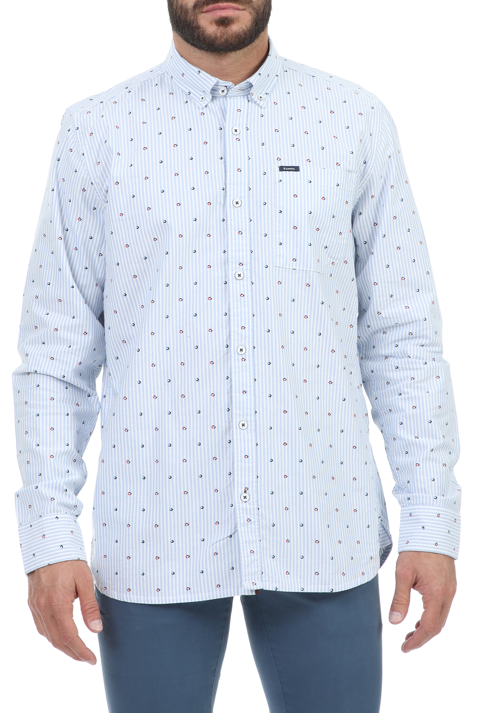 GARCIA JEANS – Ανδρικό πουκάμισο GARCIA JEANS μπλε λευκό 1794989.0-0021