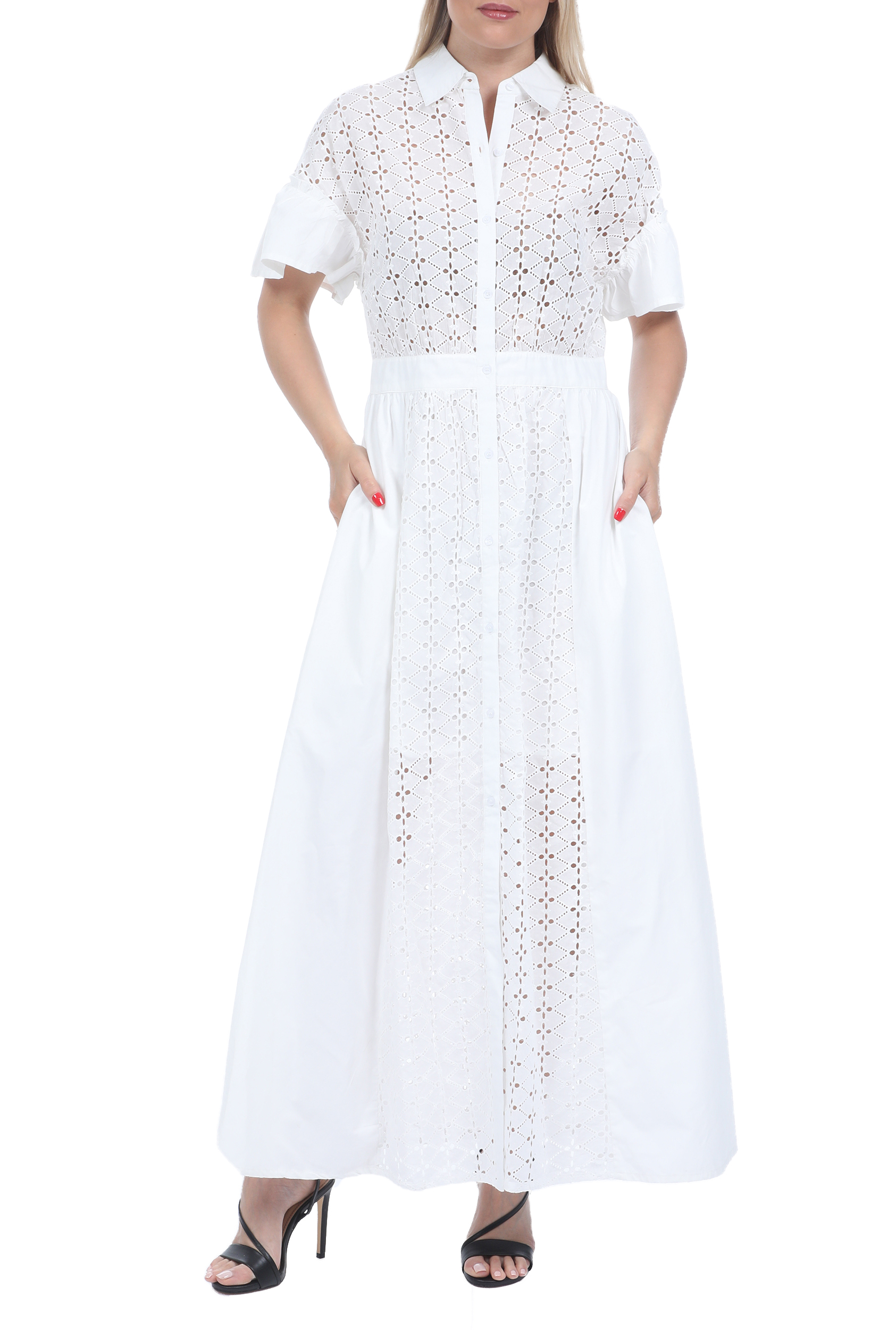 Γυναικεία/Ρούχα/Φόρεματα/Μάξι GAUDI - Γυναικείο maxi φόρεμα GAUDI λευκό
