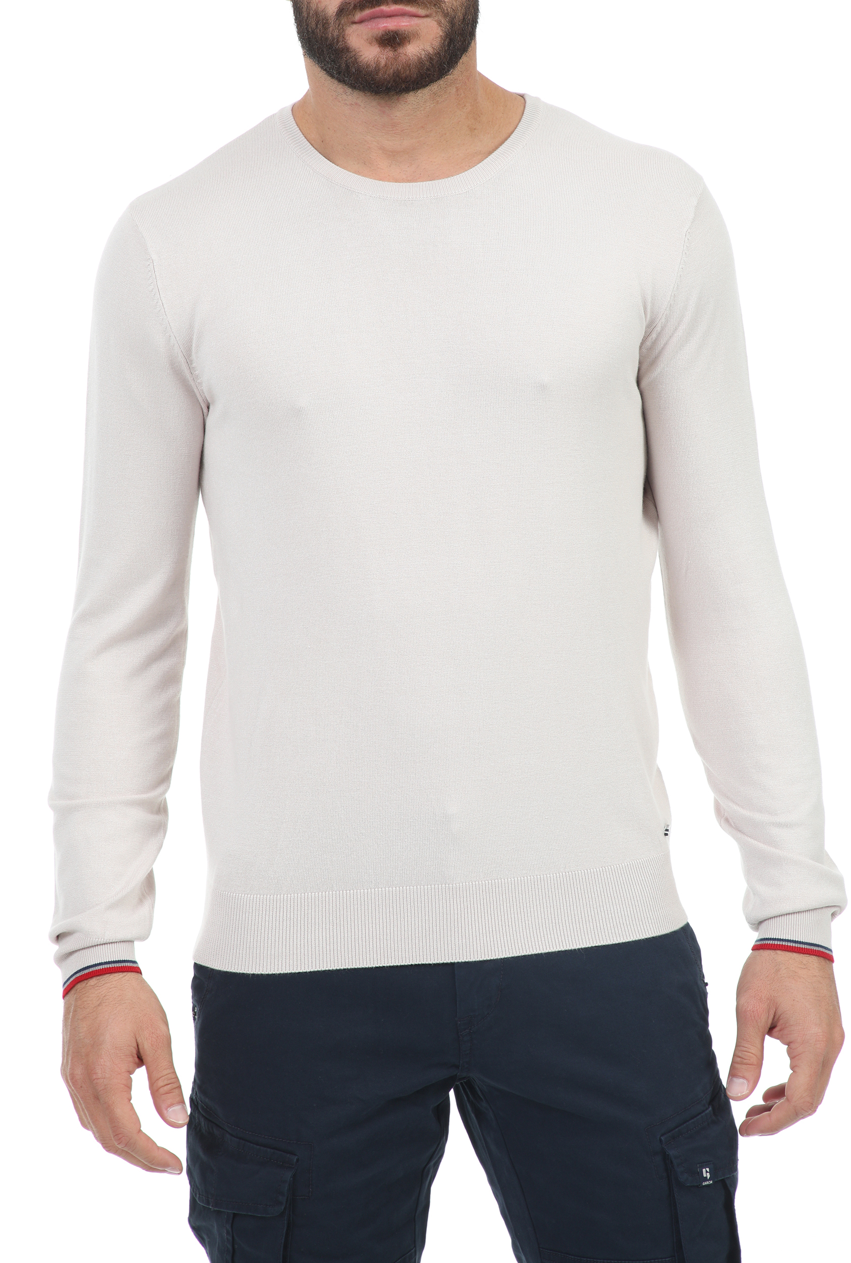 Ανδρικά/Ρούχα/Πλεκτά-Ζακέτες/Μπλούζες GAUDI - Ανδρική πλεκτή μπλούζα GAUDI μπεζ