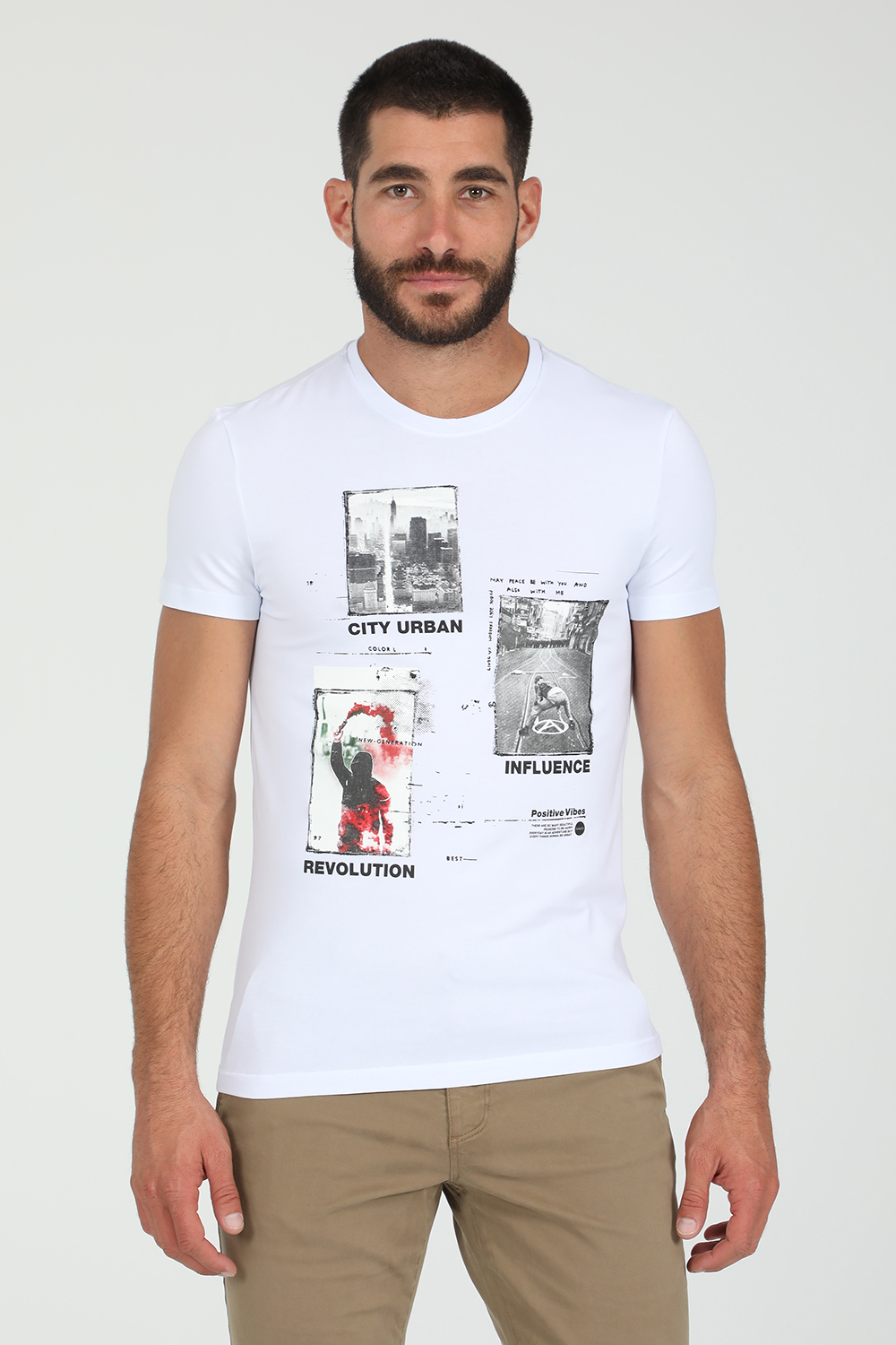 Ανδρικά/Ρούχα/Μπλούζες/Κοντομάνικες GAUDI - Ανδρικό t-shirt GAUDI λευκό