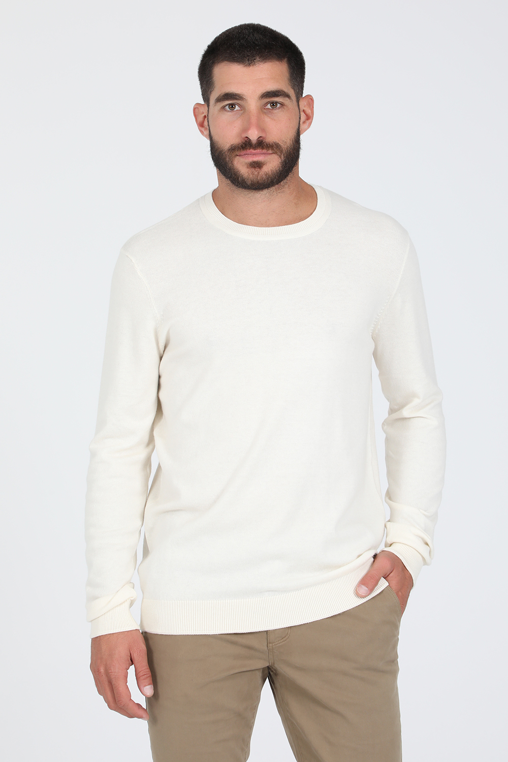 Ανδρικά/Ρούχα/Πλεκτά-Ζακέτες/Μπλούζες GAUDI - Ανδρική πλεκτή μπλούζα GAUDI λευκή
