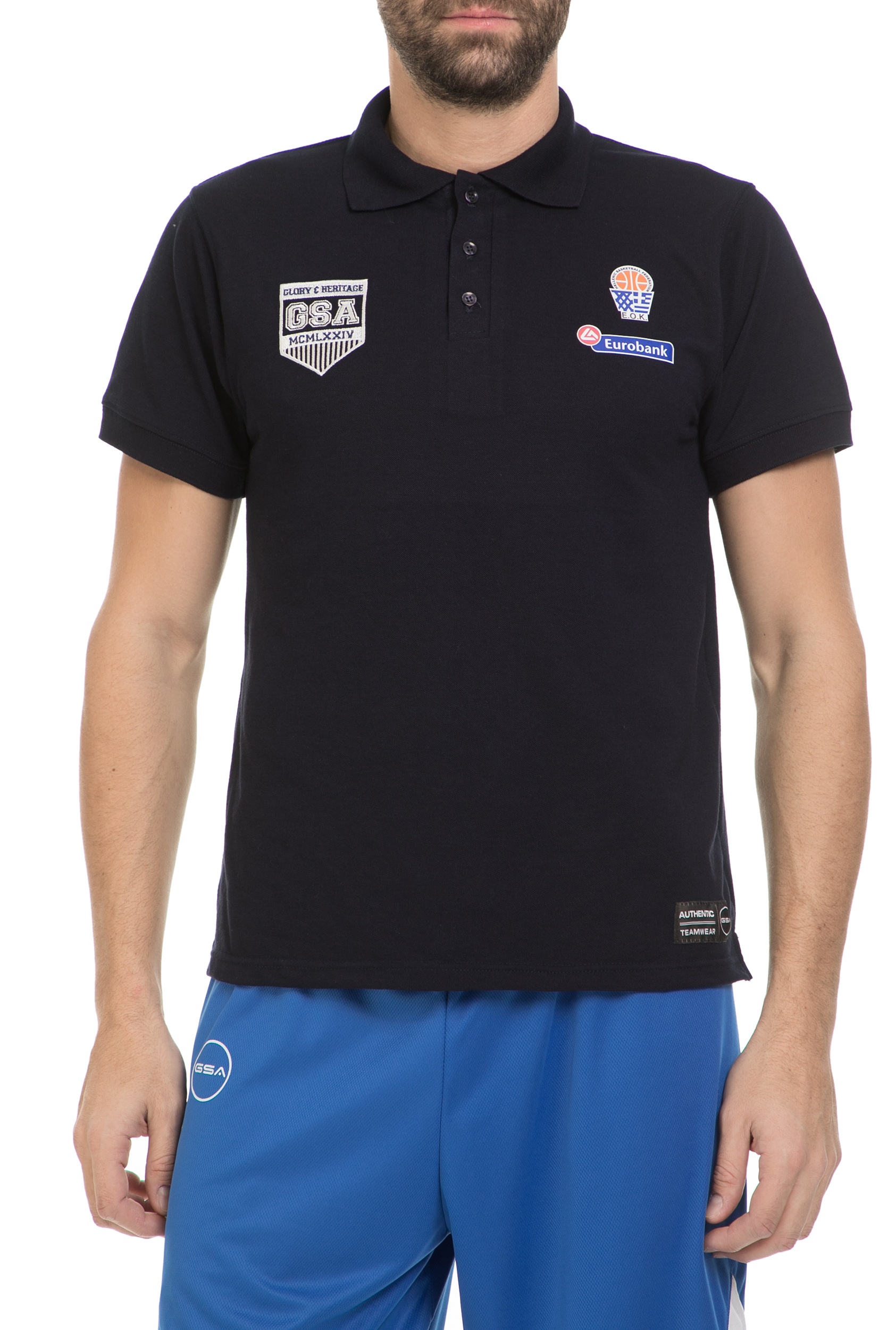 Ανδρικά/Ρούχα/Αθλητικά/T-shirt GSA - Ανδρική πόλο μπλούζα GSA μαύρο