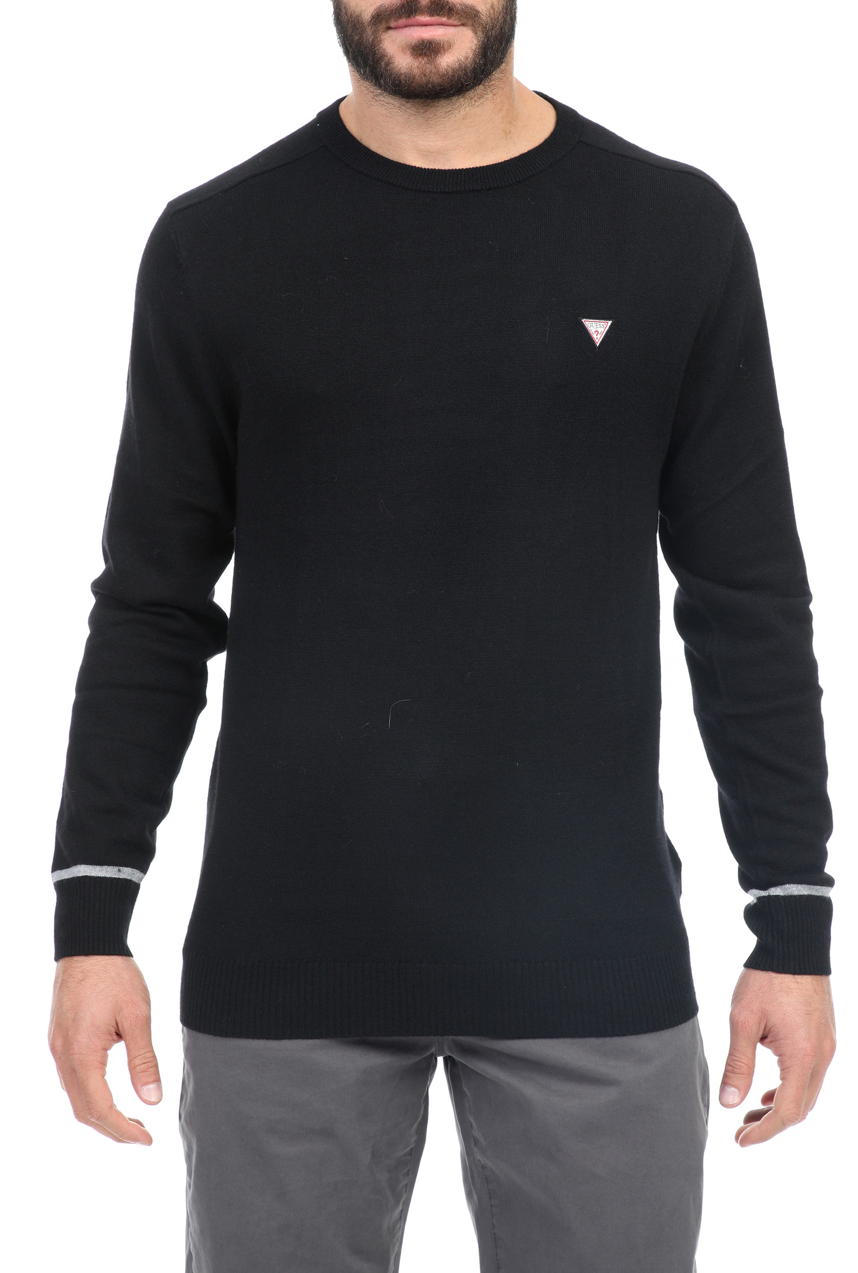 GUESS - Ανδρική πλεκτή μπλούζα GUESS μαύρη Ανδρικά/Ρούχα/Πλεκτά-Ζακέτες/Μπλούζες