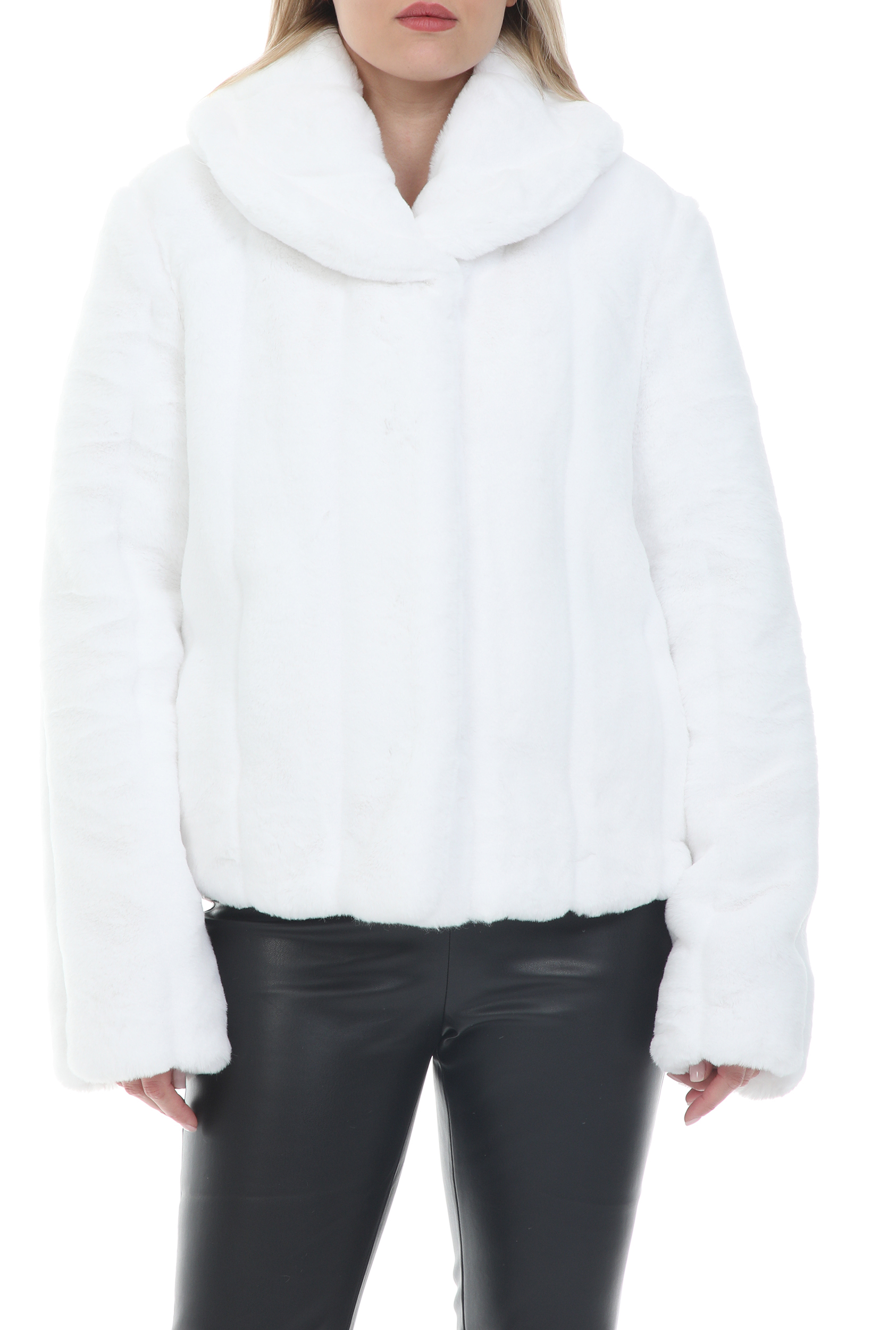 Γυναικεία/Ρούχα/Πανωφόρια/Τζάκετς GUESS - Γυναικείο γούνινο jacket GUESS NEW SOPHY JACKET - STRIPY CHI λευκό