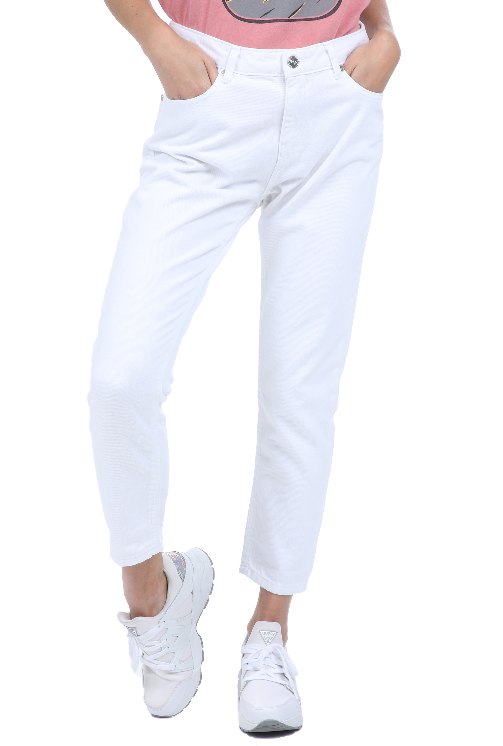 KENDALL + KYLIE – Γυναικειο jean παντελονι KENDALL + KYLIE λευκο