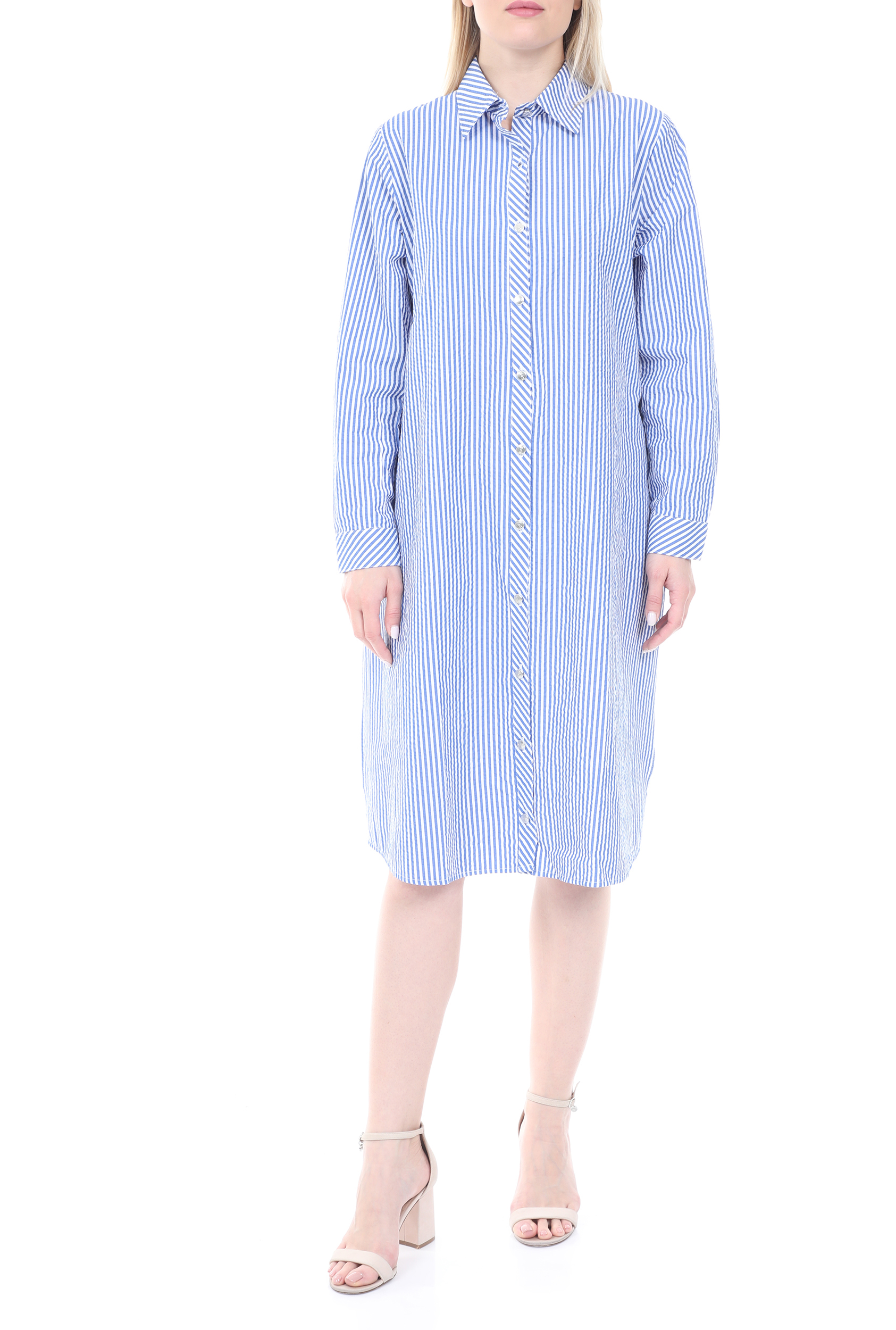 Γυναικεία/Ρούχα/Φόρεματα/Μίνι KENDALL + KYLIE - Γυναικείο mini φόρεμα KENDALL + KYLIE NAVY STRIPE LOOSE μπλε λευκό